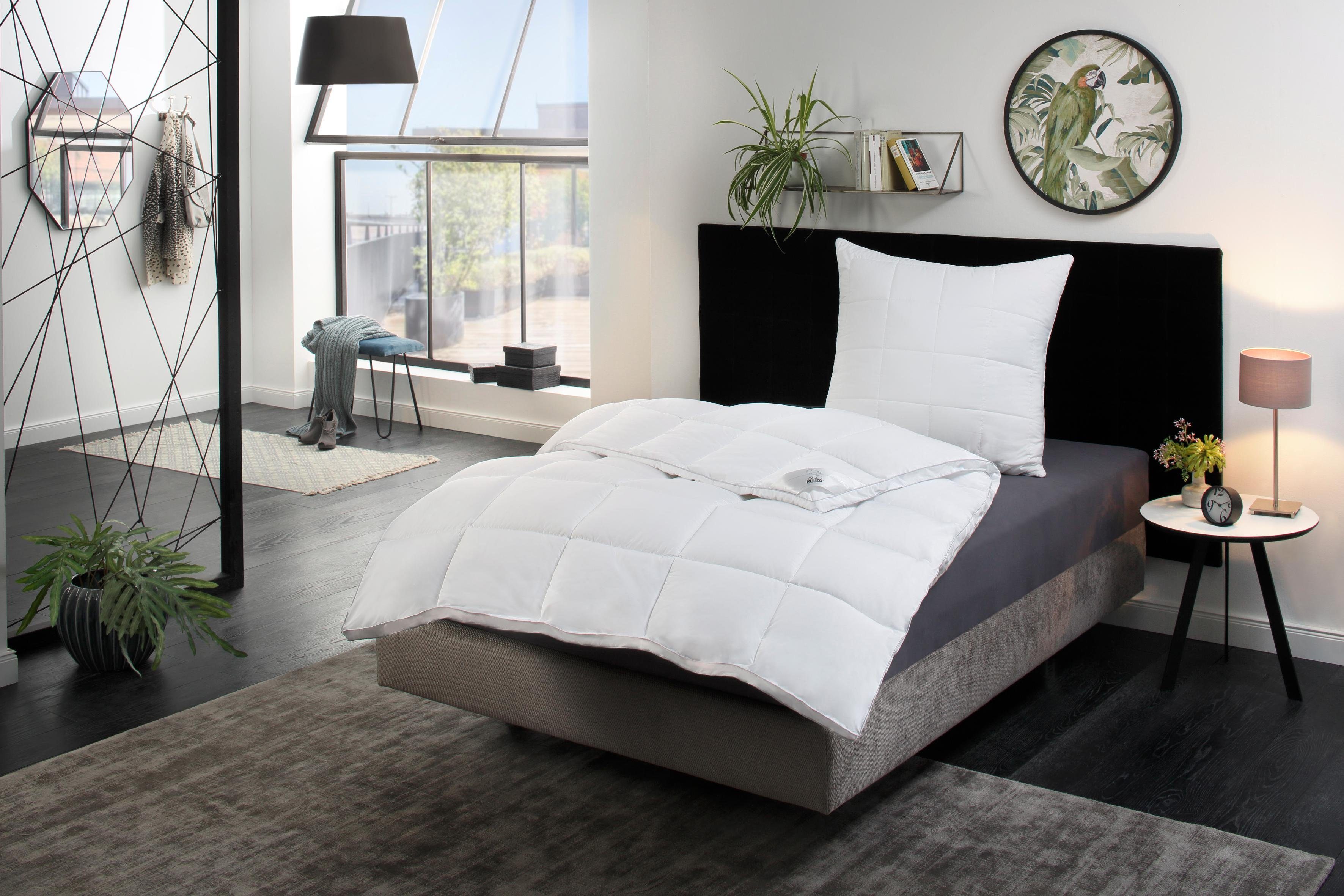 RIBECO Microfaserbettdecke + Kopfkissen Isabel, Füllung: 100% Polyester, Bezug: 100% Polyester milbendicht, Luxus Daunenfeeling mit natürlichem Milbenschutz!