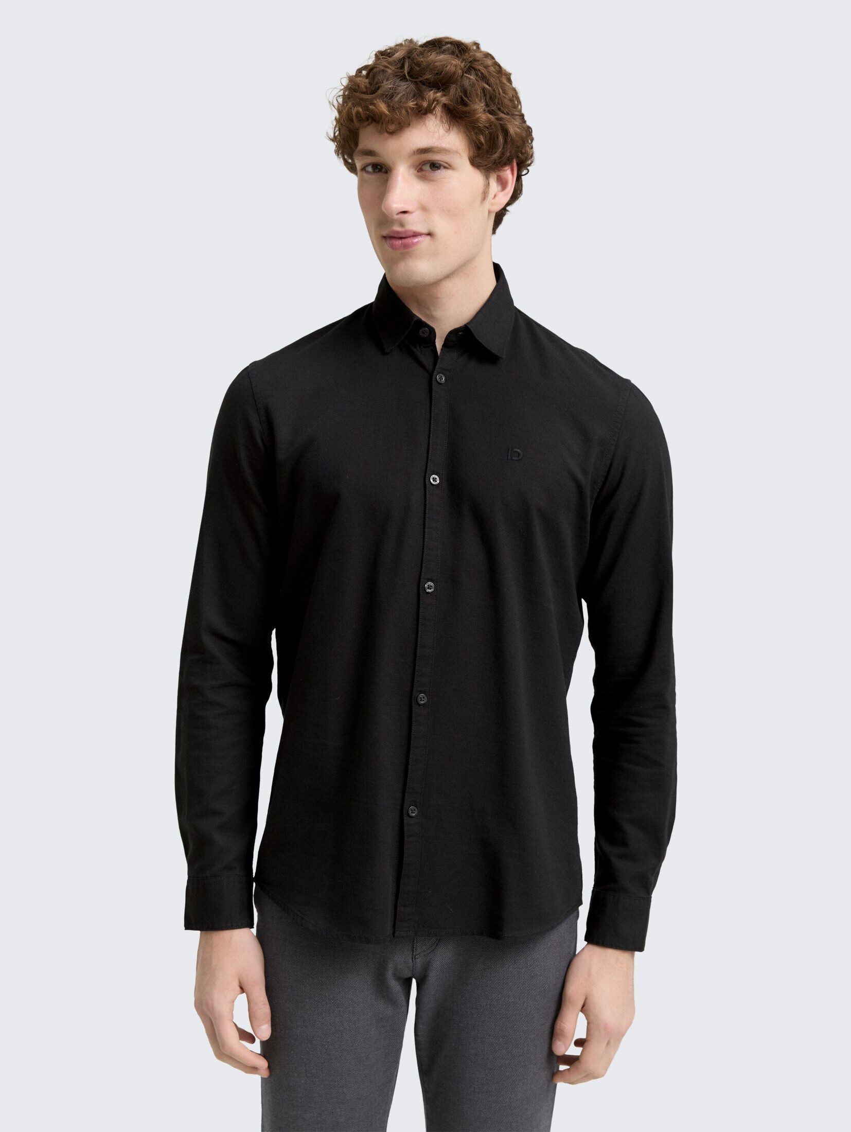 TOM TAILOR Denim Langarmhemd Blusen & Shirts Regular Fit Hemd mit Logo-Stic günstig online kaufen