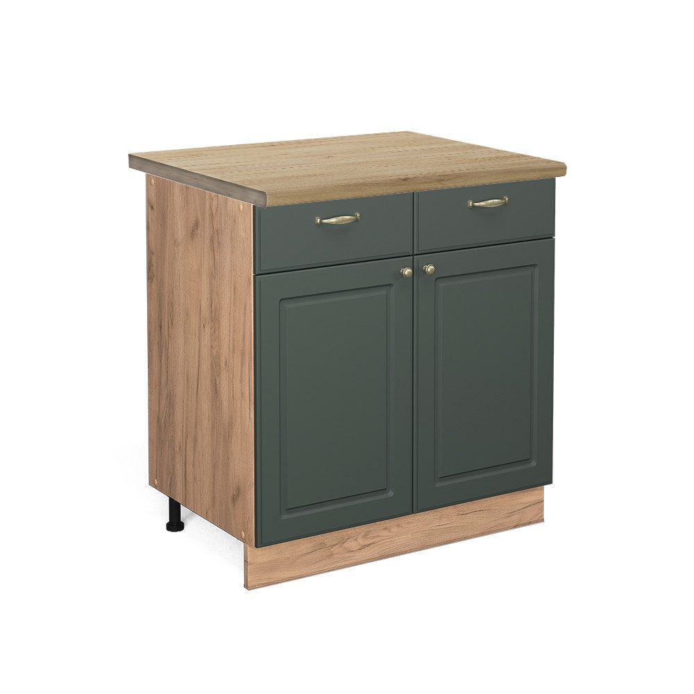 Vicco Unterschrank Fame-Line, Grün-Gold Landhaus/Goldkraft Eiche, günstig online kaufen