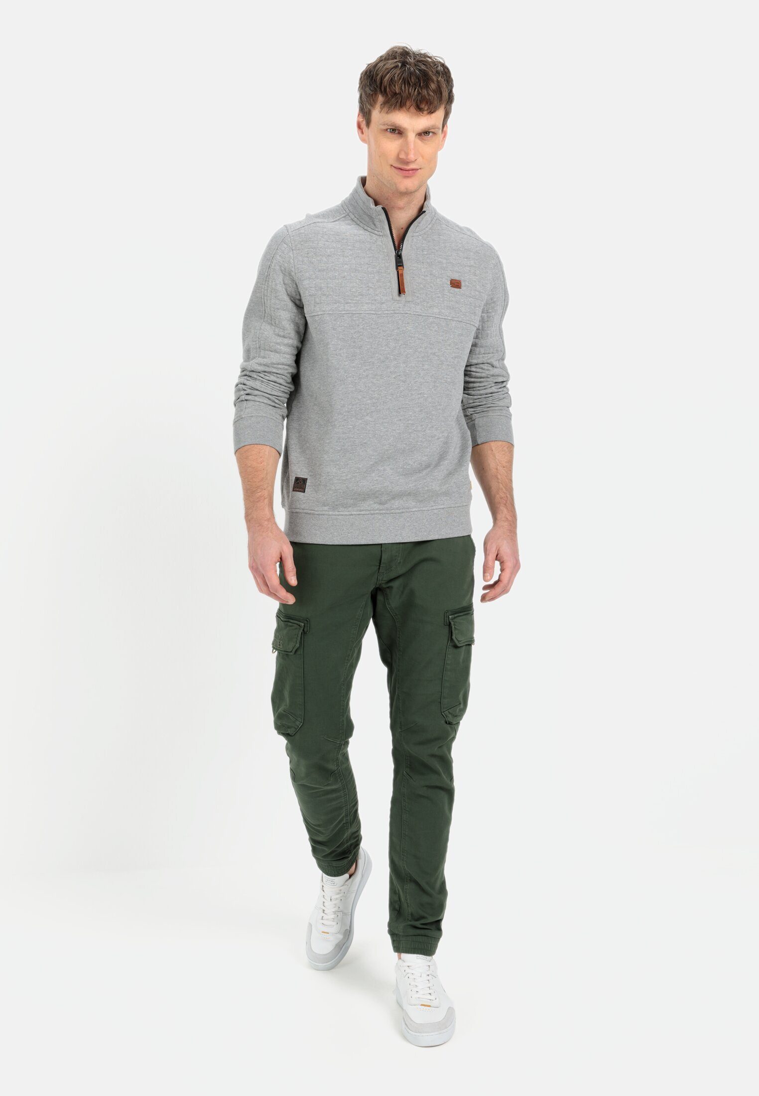 camel active Sweatshirt mit Troyer-Kragen Langarm Stehkragen