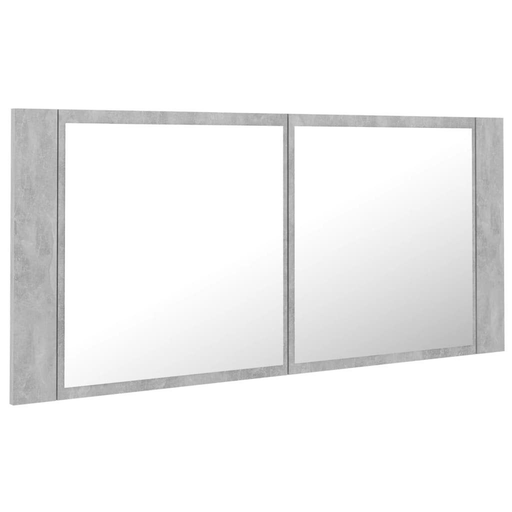 vidaXL Badezimmerspiegelschrank LED-Bad-Spiegelschrank Acryl cm (1-St) 100x12x45 Betongrau