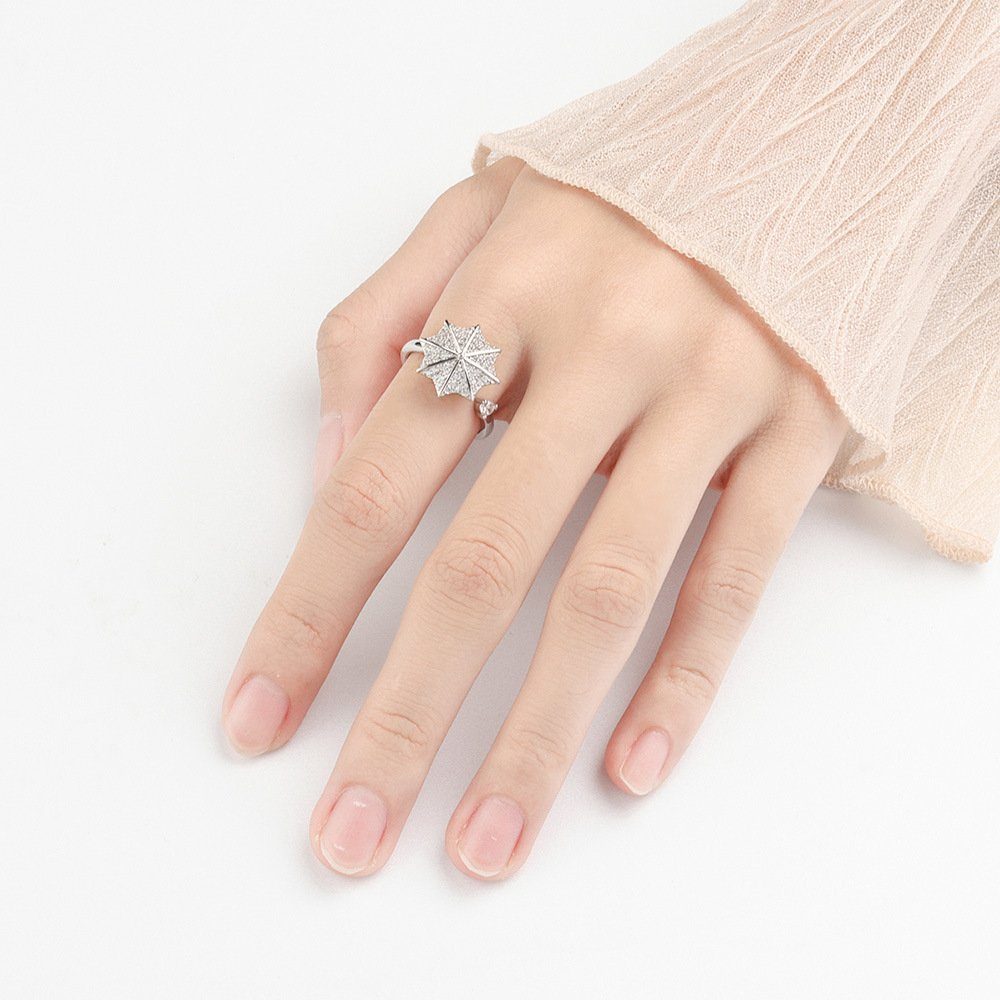 Haiaveng Fingerring S925 Ring für Sterling Umbrella Anti-Angst-Ring Ringe, Silber Ringe, Zirkonia Kleiner verstellbarer Damen