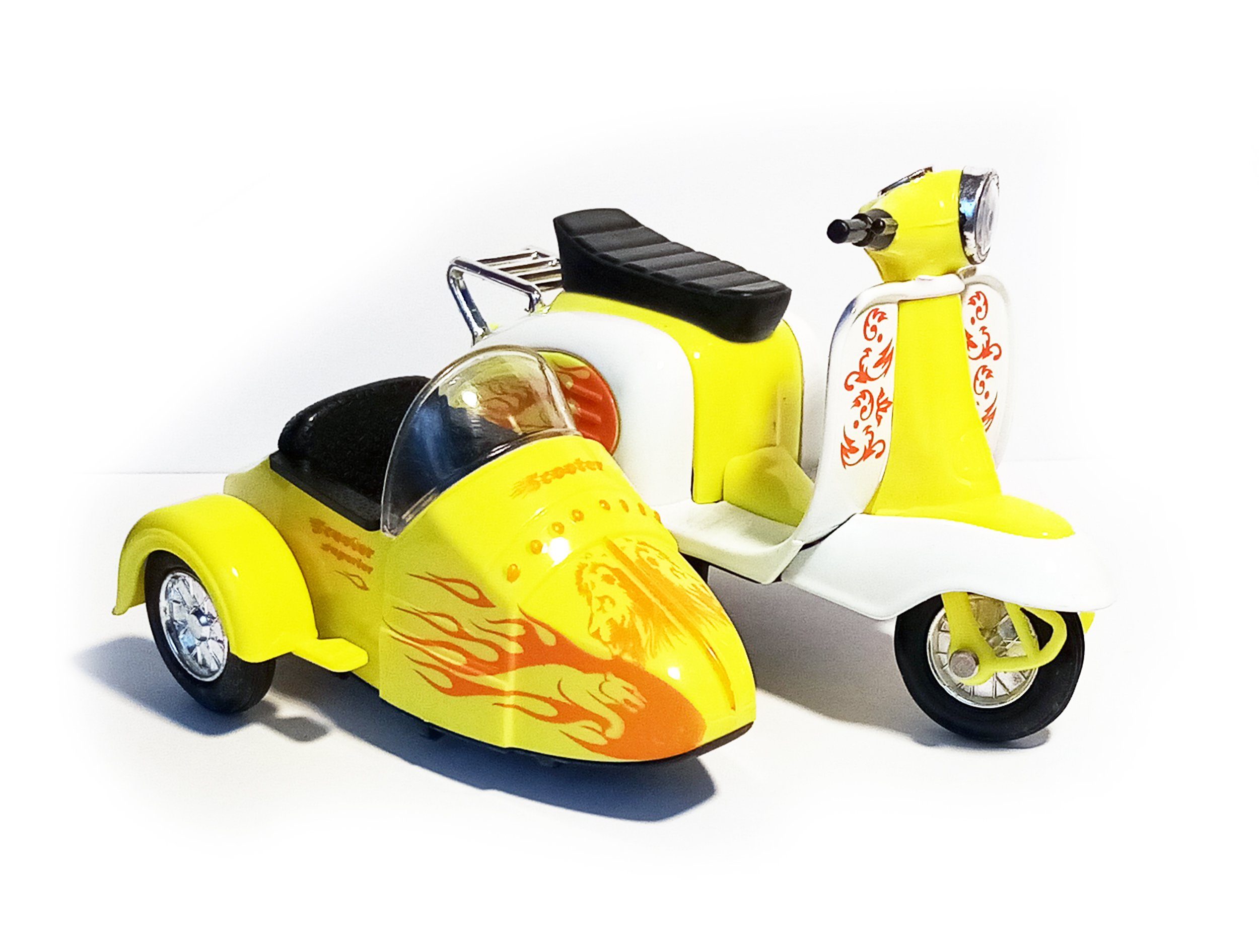 VESPA mit Beiwagen Motorroller Scooter Rückzugmotor Spielzeug Modell 6-var 03 