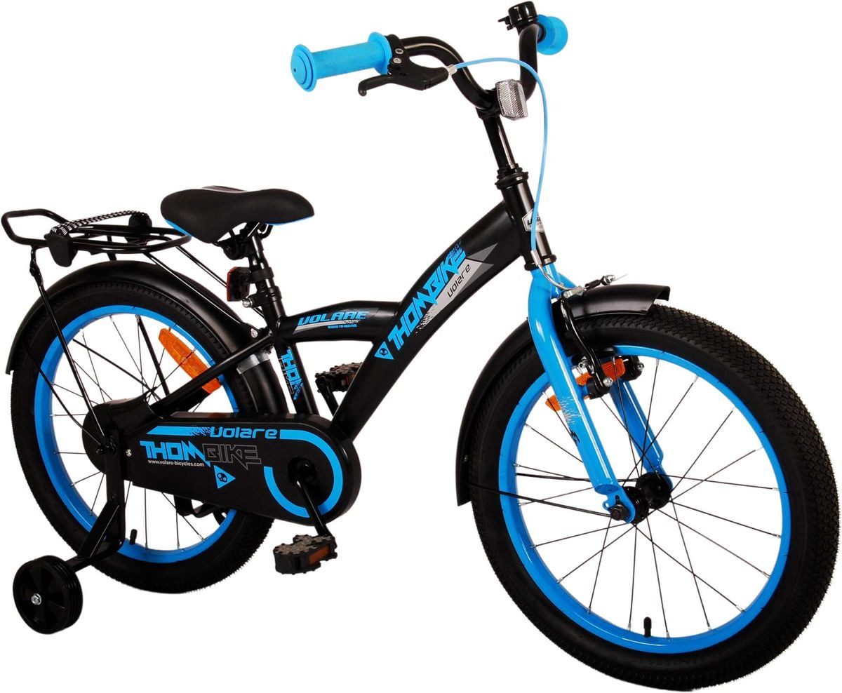 Volare Kinderfahrrad 18 ZOLL Kinder Jungen Fahrrad Kinderfahrrad Bike Rad TB Blau 21790, Rücktriit, Gepäckträger, Seitenständer, Stützräder