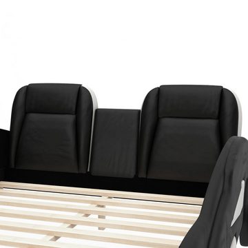 SOFTWEARY Autobett mit Lattenrost und Rausfallschutz (140x200 cm), Kinderbett, Kunstleder
