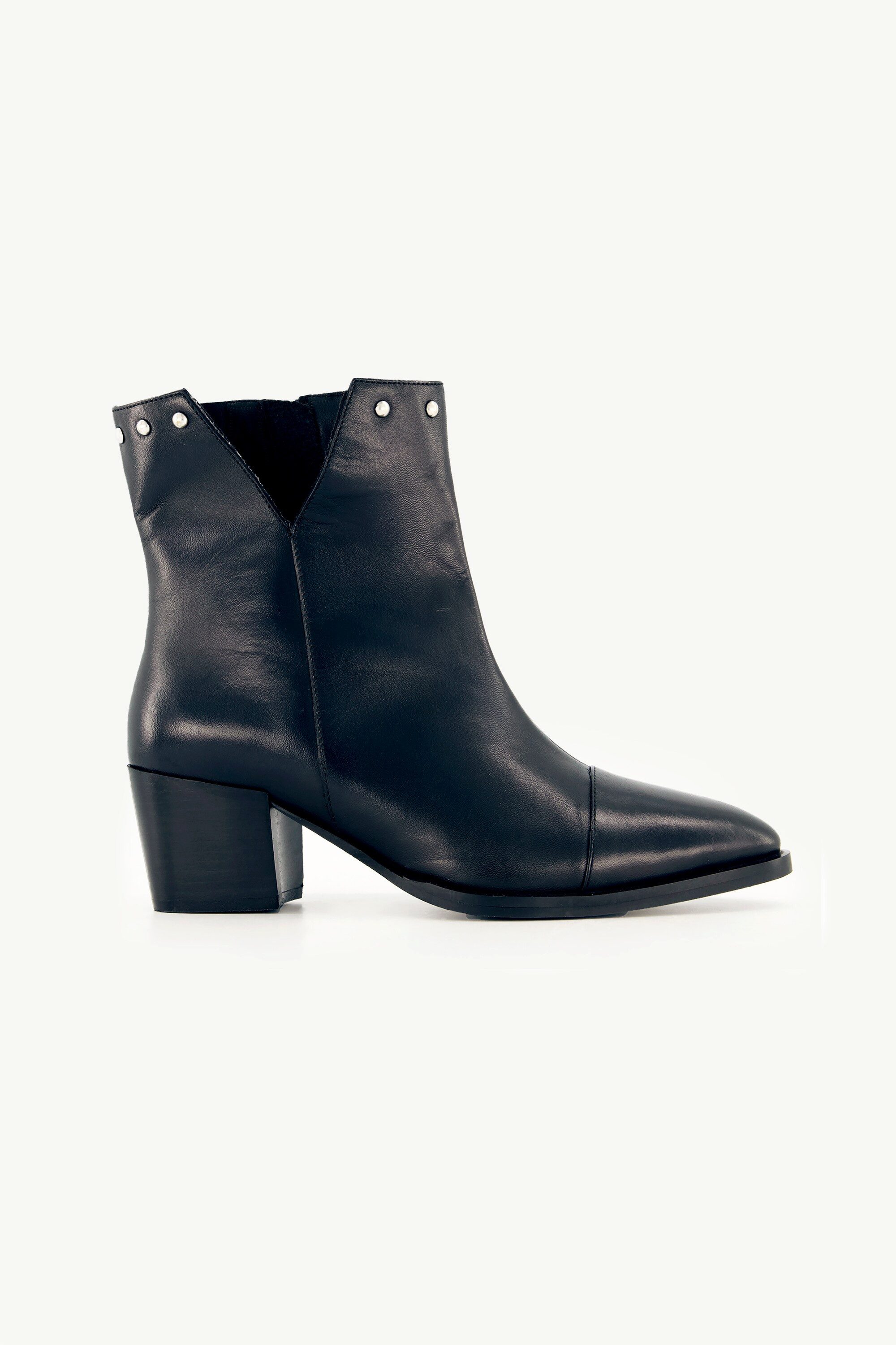 Ulla Popken Leder-Stiefeletten Ziernieten Wechselfußbett Stiefel günstig online kaufen