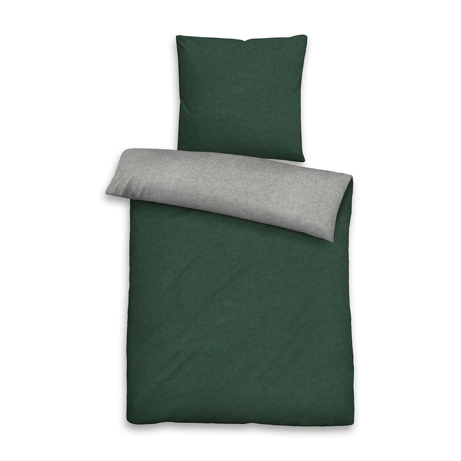 TRAUMSCHLAF Bettwäsche Uni Melange, Flanell, 2 teilig, zeitlose Uni Bettwäsche