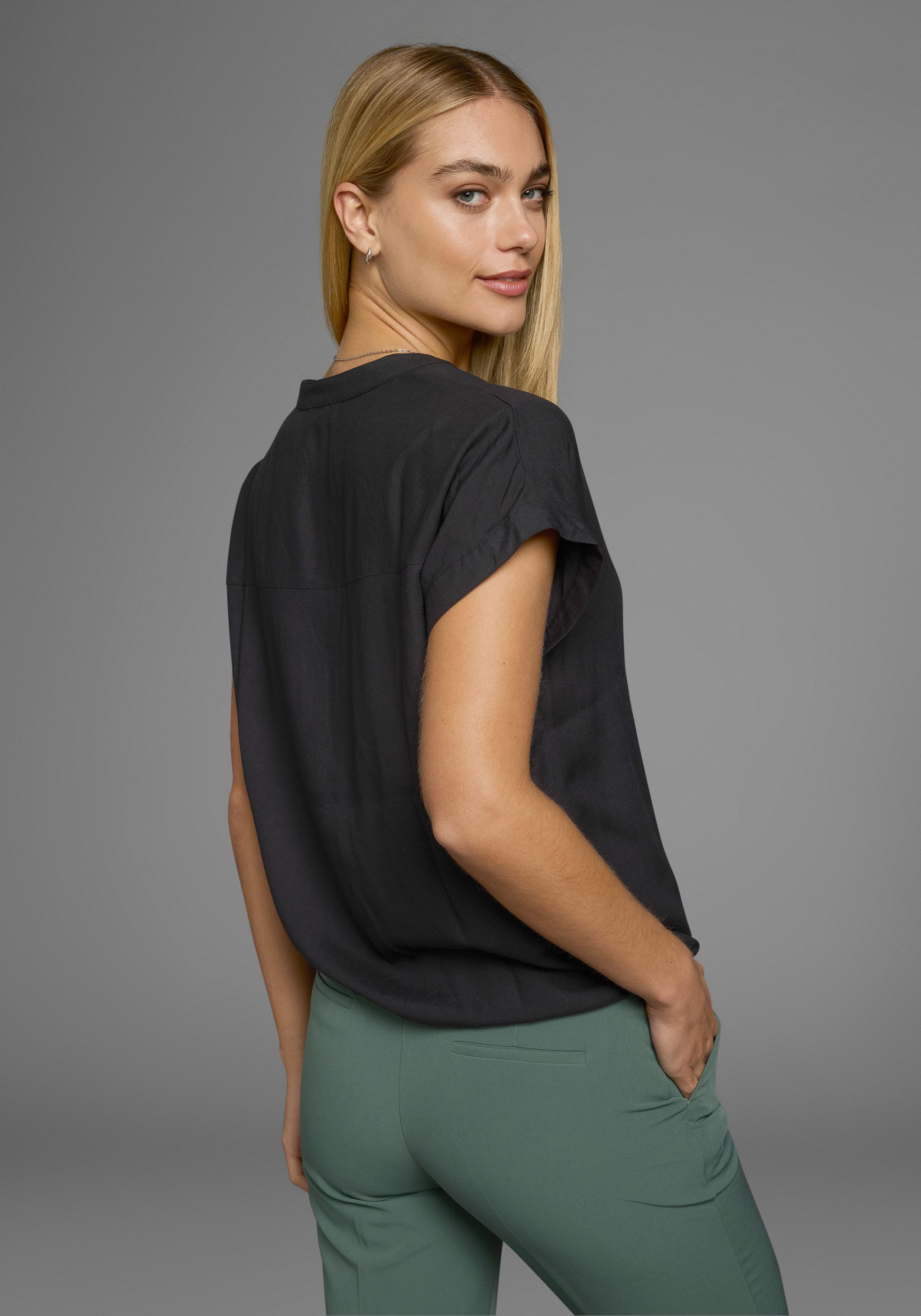 Boysen's Hemdbluse im Oversized-Style mit Ballonsaum