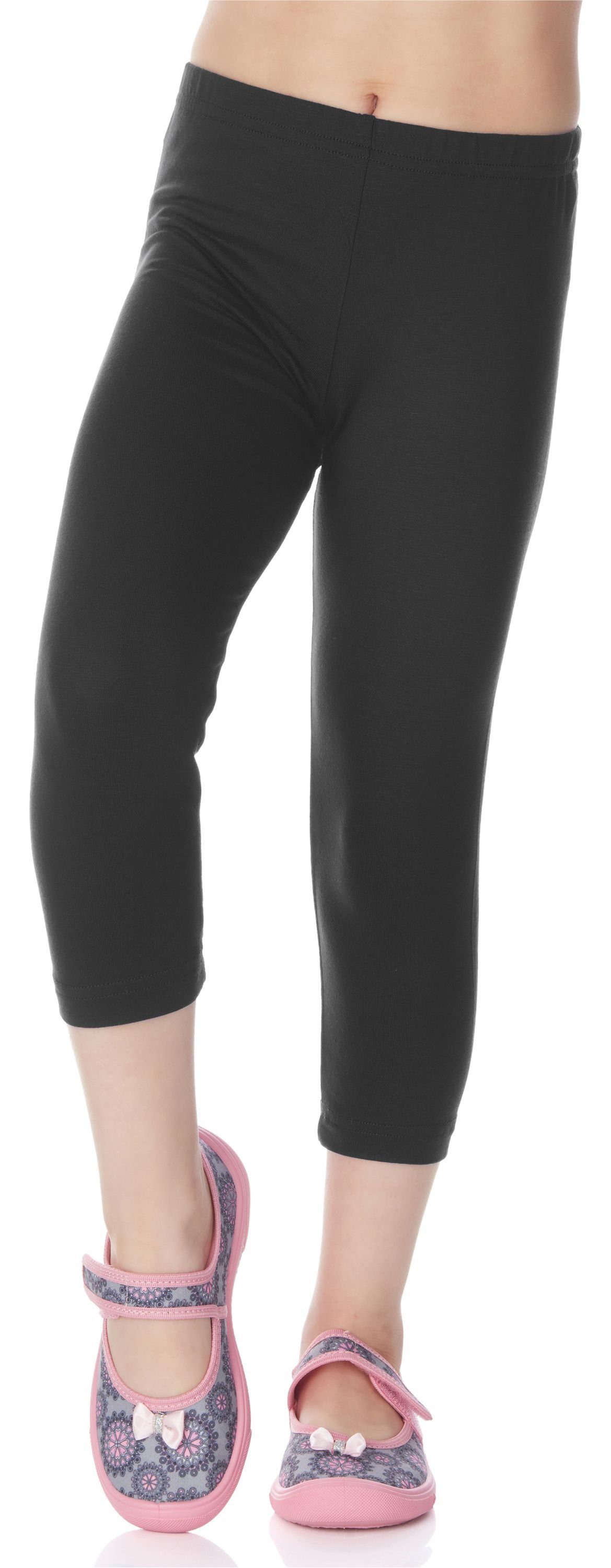 (1-tlg) aus elastischer MS10-131 3/4 Graphit Capri Leggings Style Viskose Mädchen Leggings Bund Merry