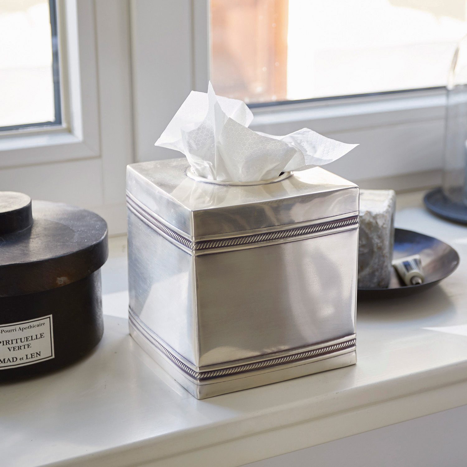 Mirabeau Badaccessoire-Set Taschentuchbox Semoine antiksilber