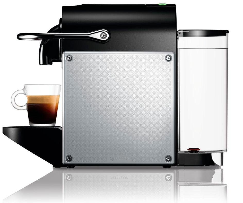 Nespresso Kapselmaschine Pixie mit Silber, inkl. Kapseln 124.S von Willkommenspaket 7 EN DeLonghi