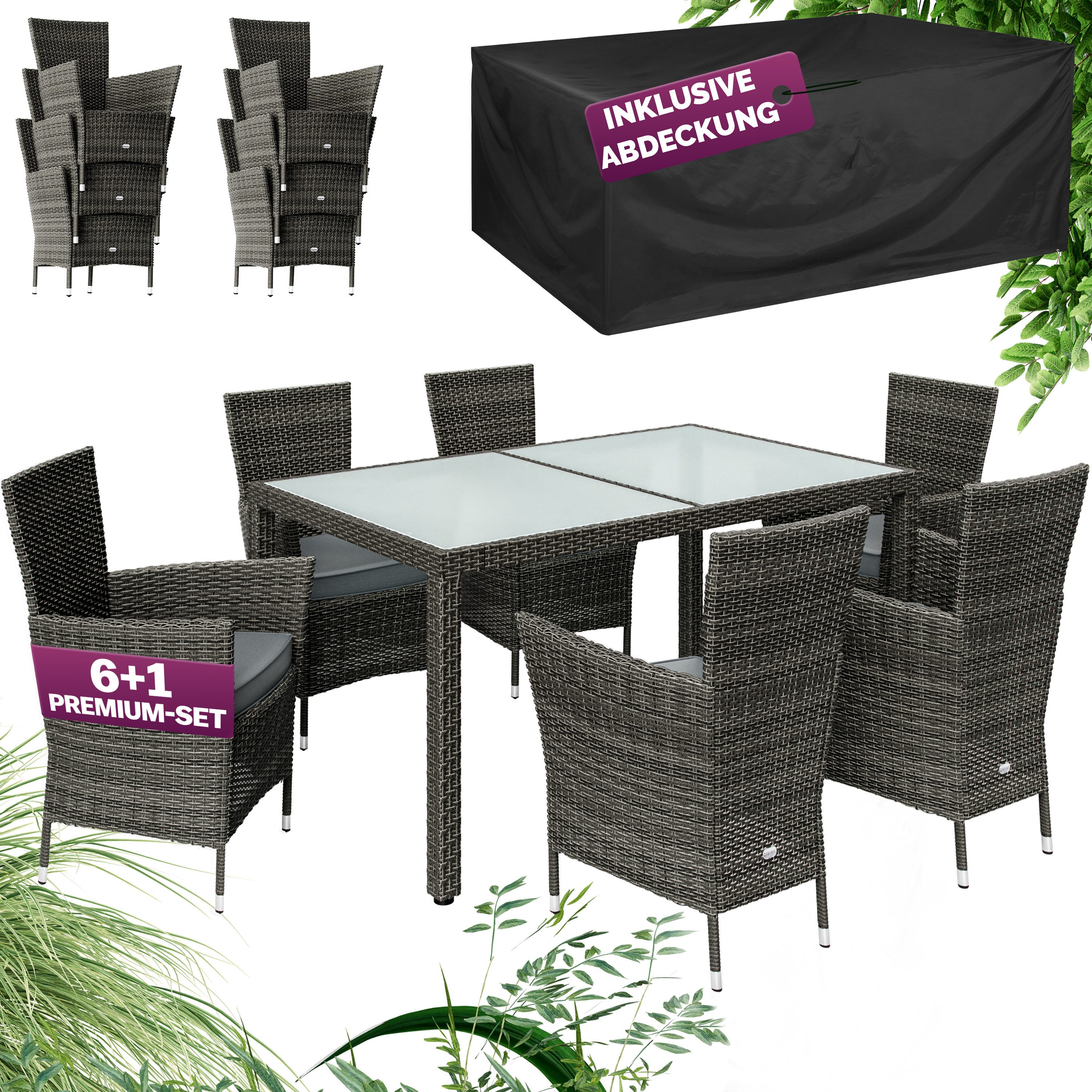 Casaria Garten-Essgruppe, 6 Personen Rattan inkl. günstig online kaufen
