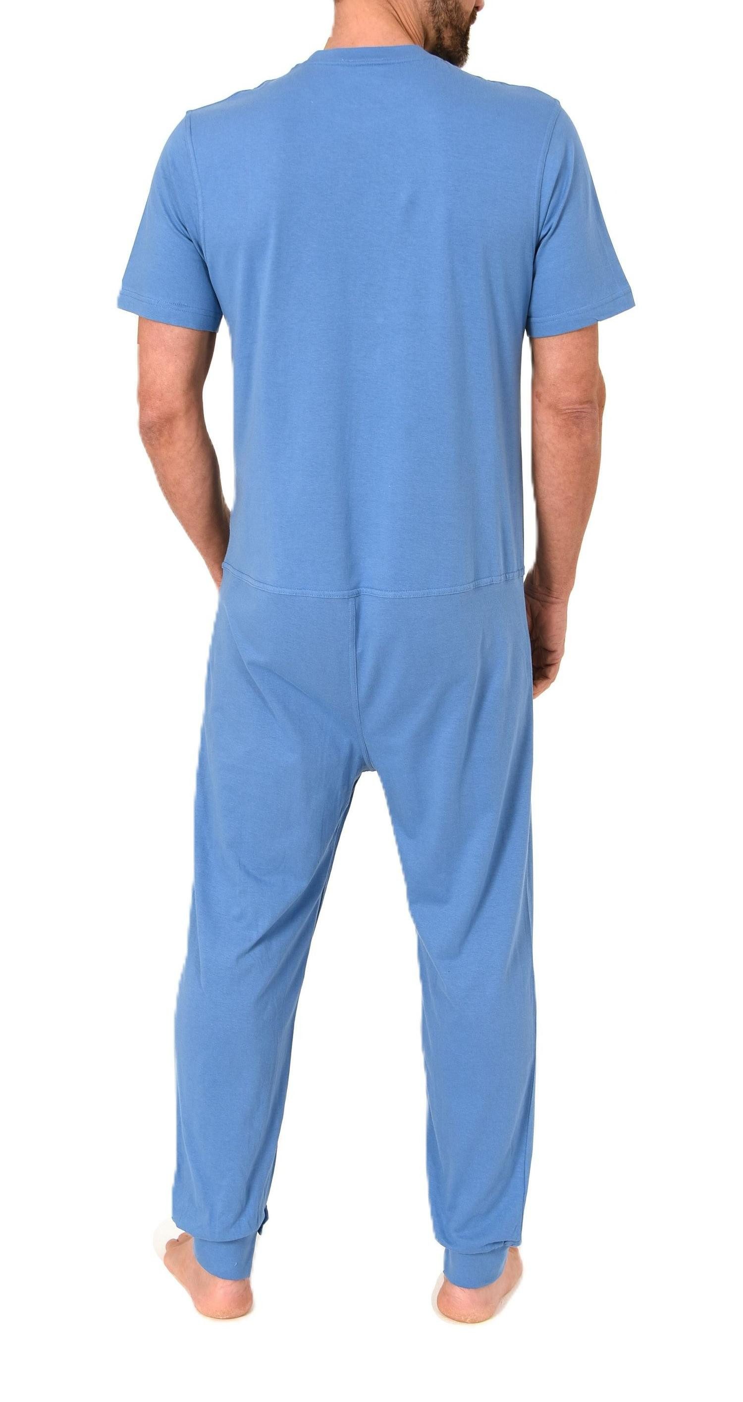 Normann Pyjama Herren Pflegeoverall kurzarm mit langen Bein + Reißverschluß am Bein