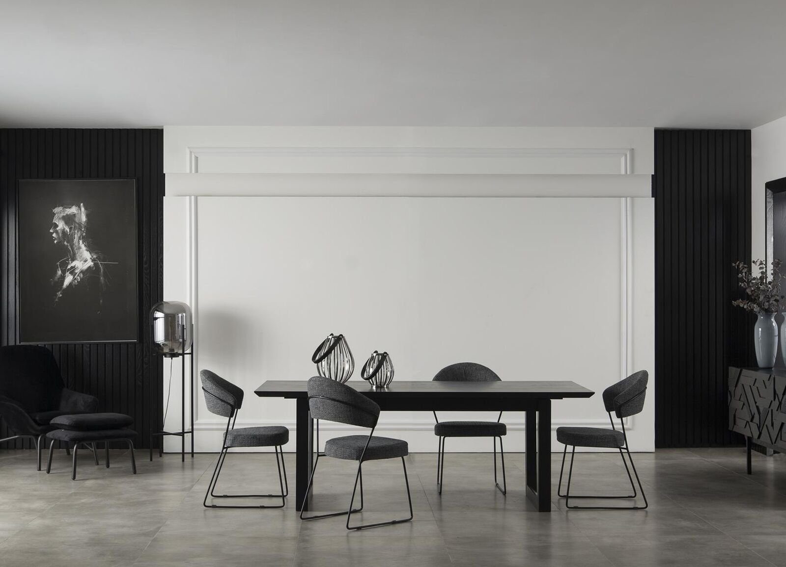 Stühle Küchen St), in Grau Polster Europa Lehnstuhl (1 Made Möbel JVmoebel Lederstuhl Designer Esszimmerstuhl Loft