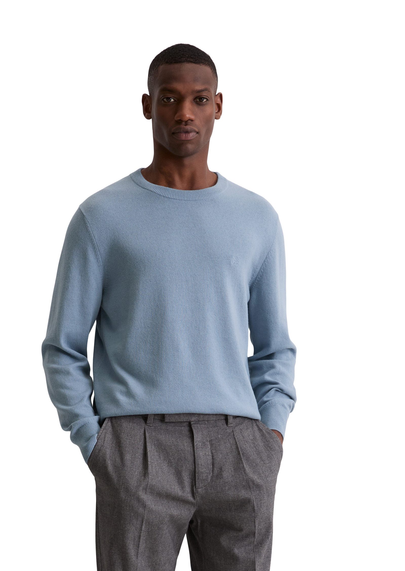 Marc O'Polo Rundhalspullover aus softem Bio-Bauwoll-Schurwoll-Mix günstig online kaufen