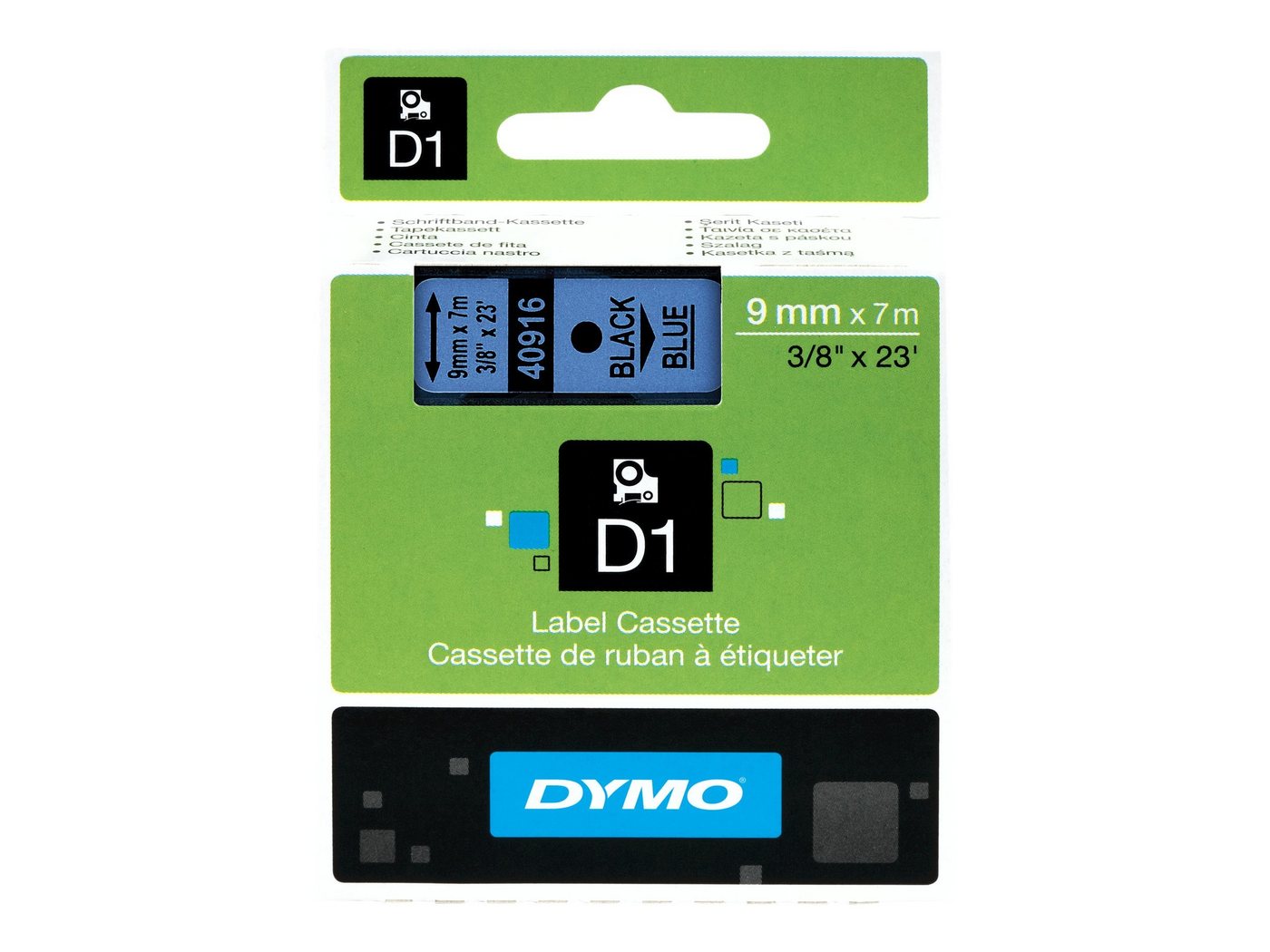 Thumbnail - DYMO Beschriftungsband DYMO D1-Schriftband 9 mm x 7 m schwarz auf blau