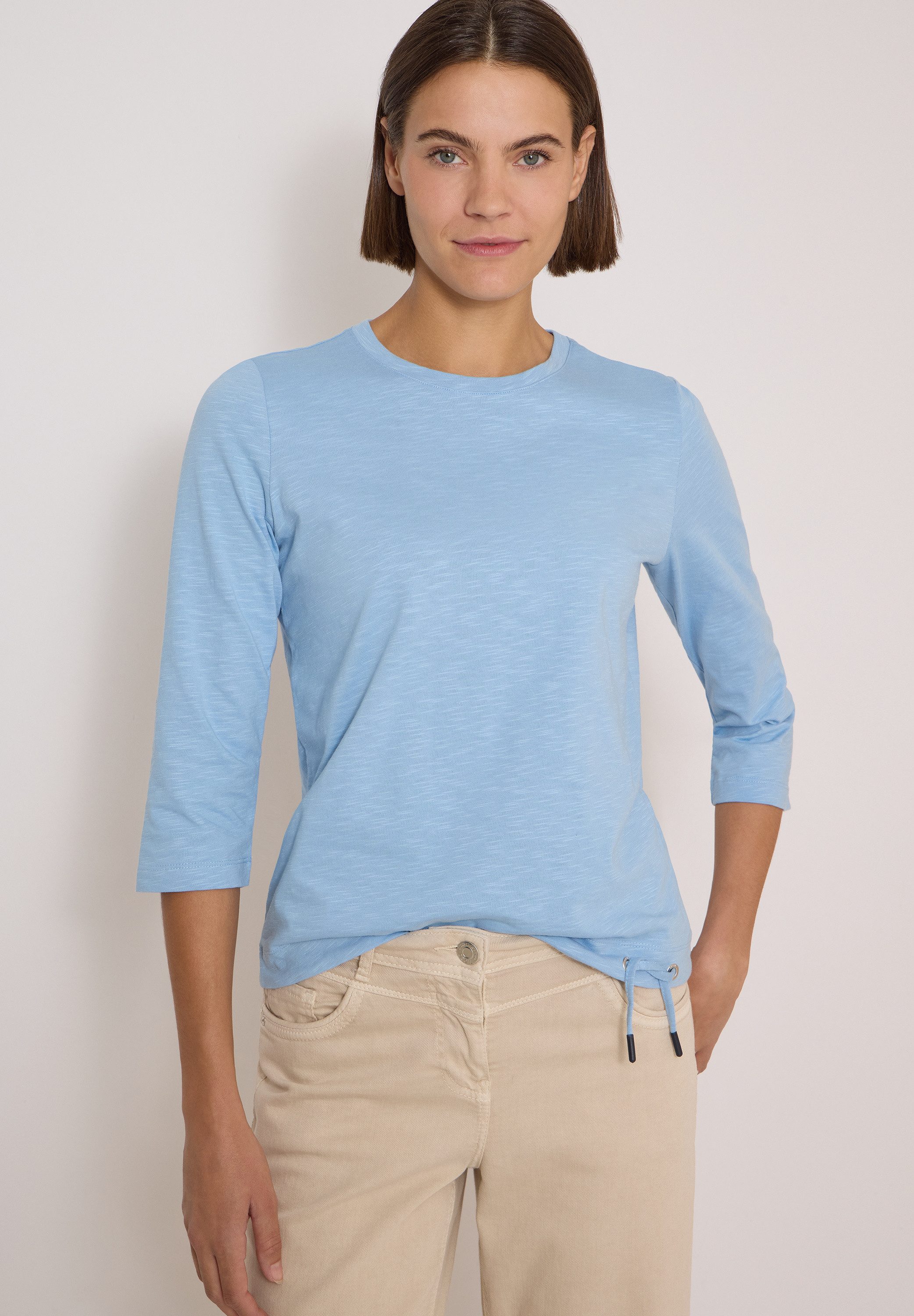 CECIL 3/4-Arm-Shirt Elastiksaum mit Knotendetail