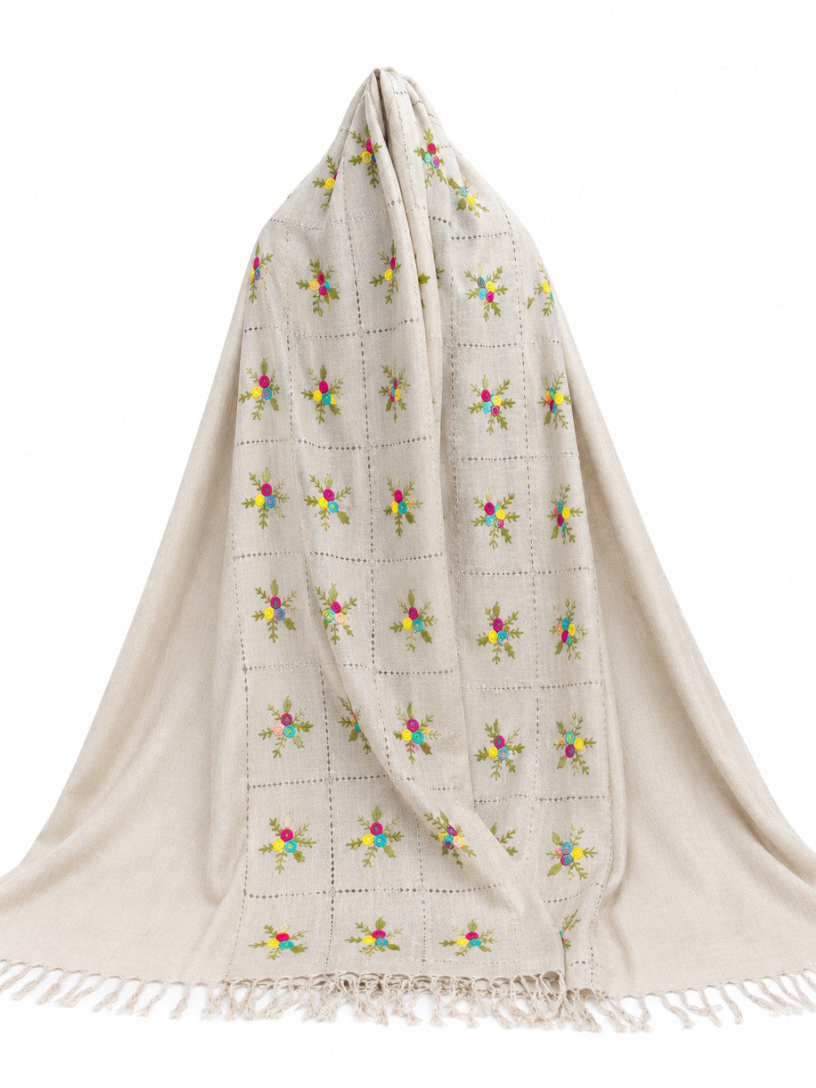 PfauGermany Wollschal Himalayan Premium Quality XXXL Exclusive Embroidery Wool Schals