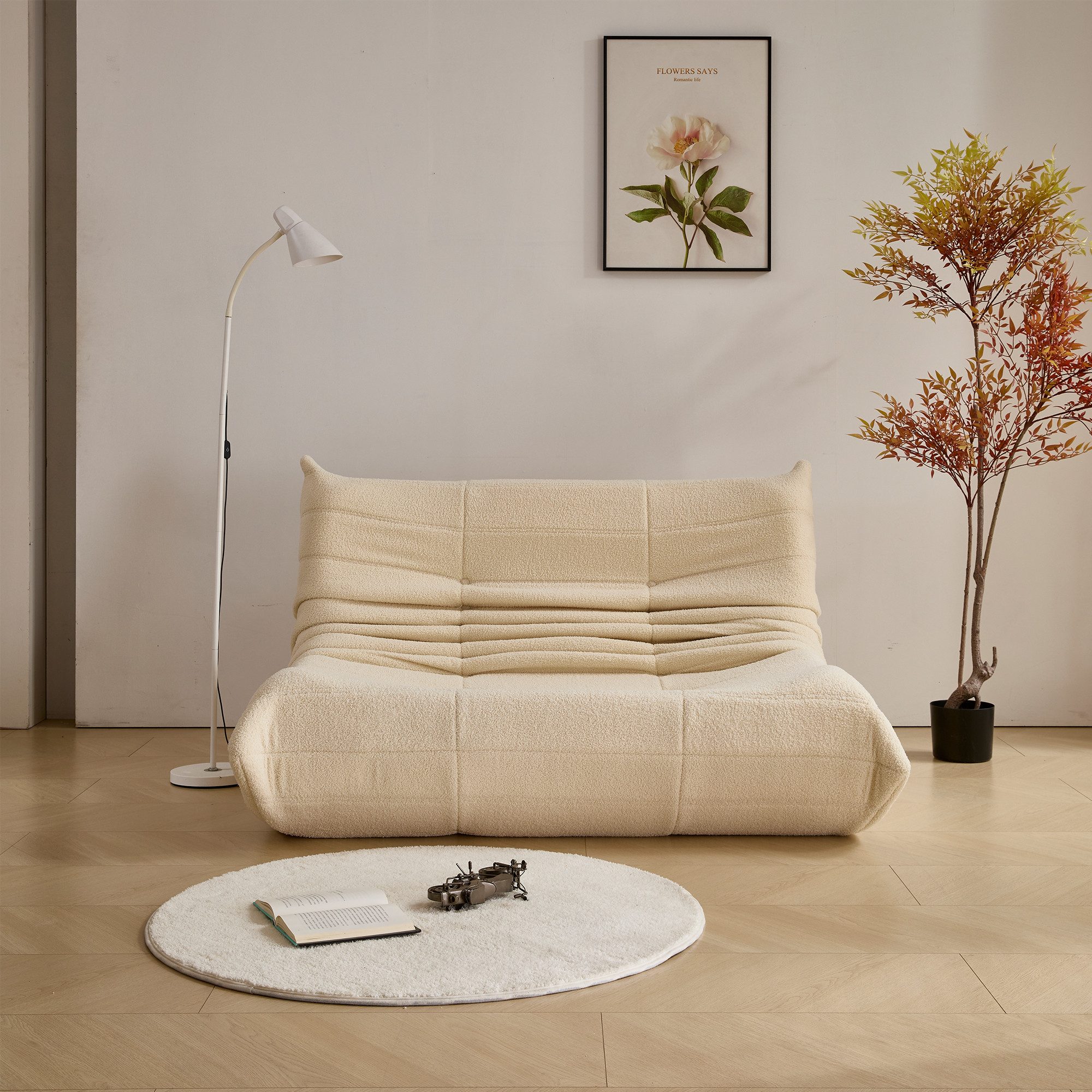 HAUSS SPOLE Sitzsack 2-Sitzer Lazy-Sofa mit Rückenstützung,modernes Design,Wohnzimmer Beige (1 St), Relaxsessel Polstermöbel – Bild 3 von 5