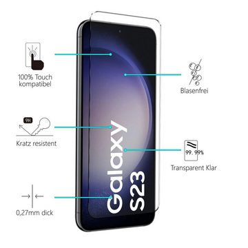 CoolGadget Schutzfolie Panzerfolie für Samsung Galaxy S23, (Spar-Set 4in1, 2x Displayschutz, 2x Kameraschutz), Panzerglas Schutzfolie für Samsung Galaxy S23 Folie