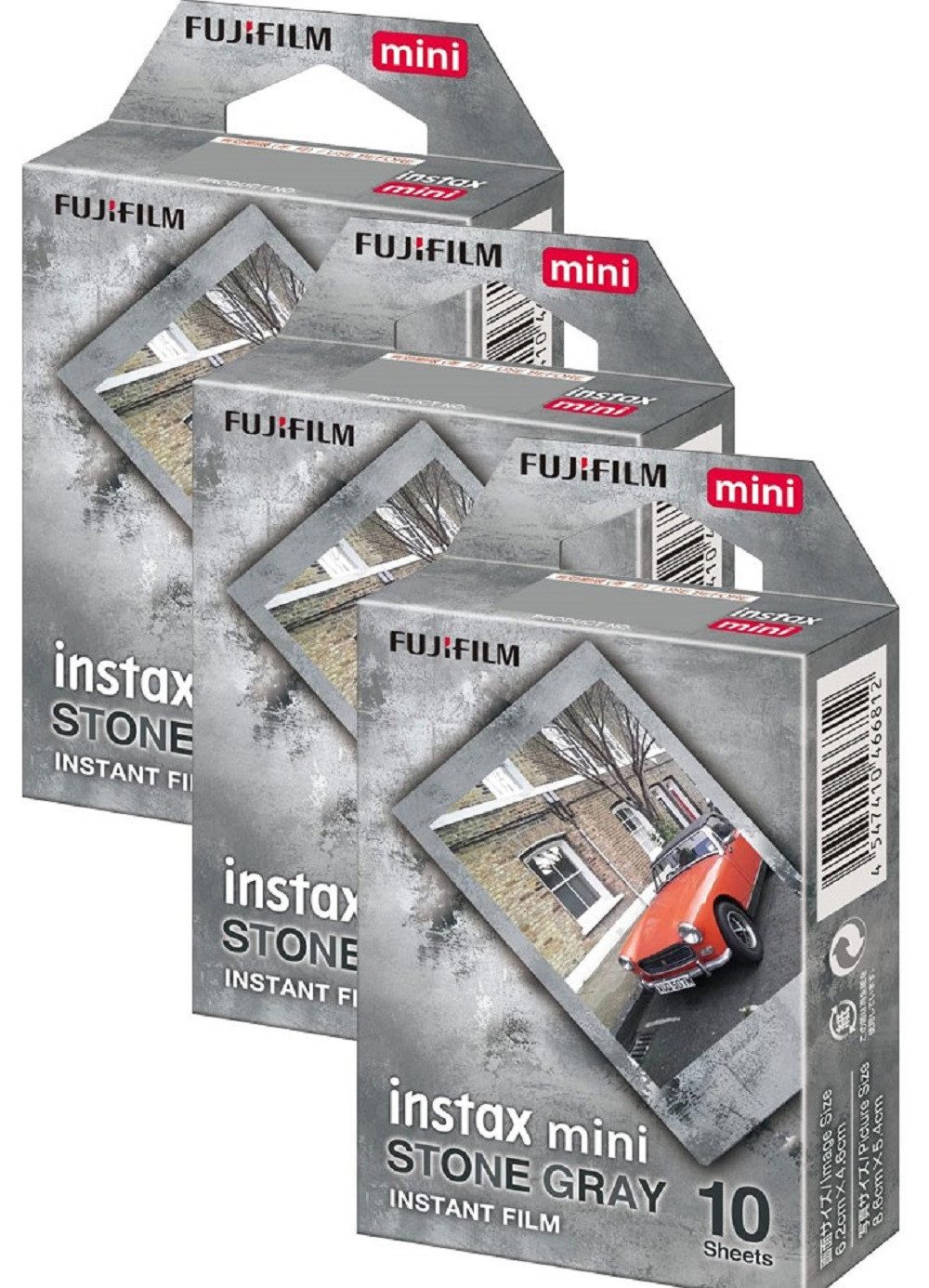 FUJIFILM Sofortbildfilm 3x Fujifilm Instax Mini Film Stone Gray je 10 Aufnahmen