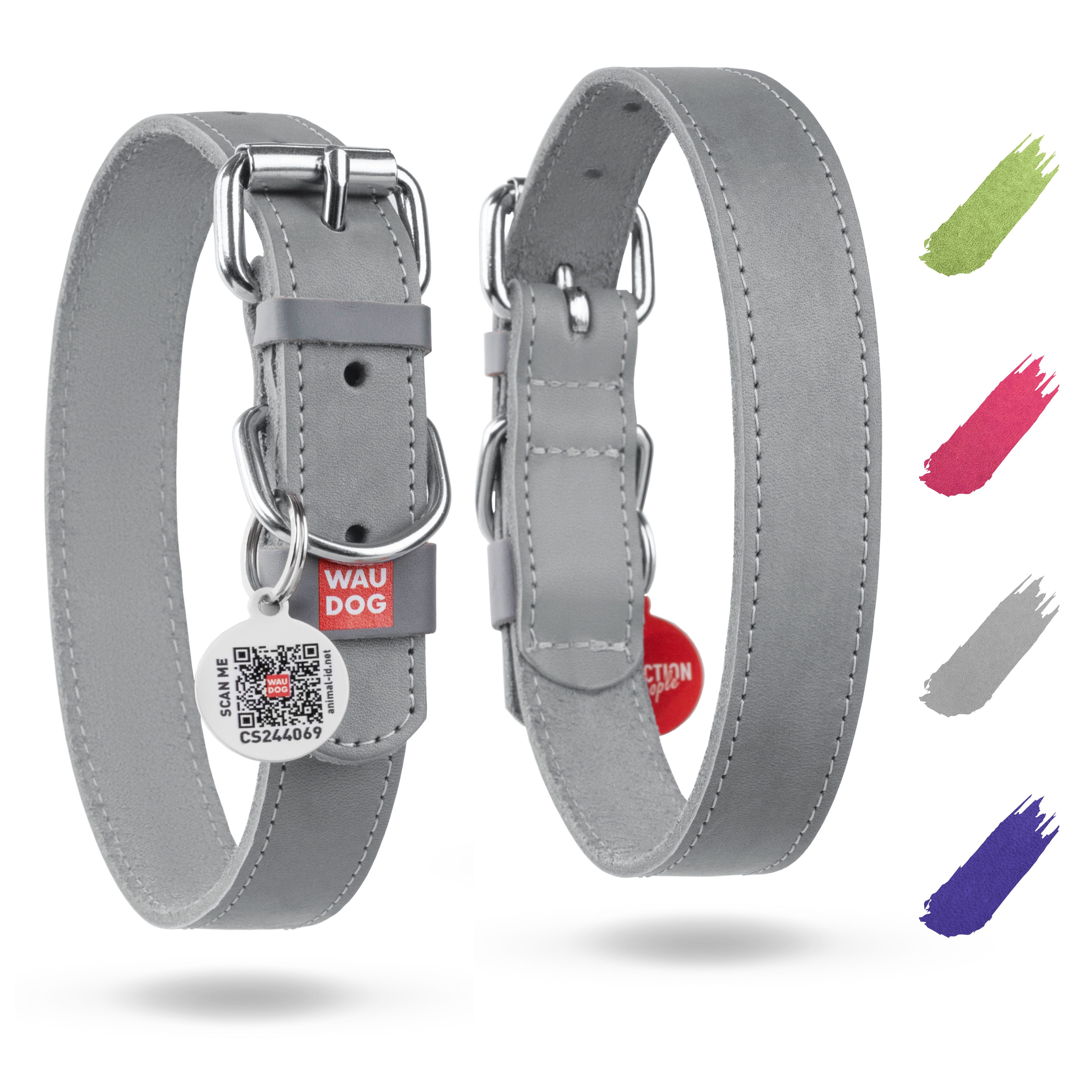 WAUDOG Hunde-Halsband Lederhalsband Halsband verstellbar, Leder, für große und mittelgroße Hunde