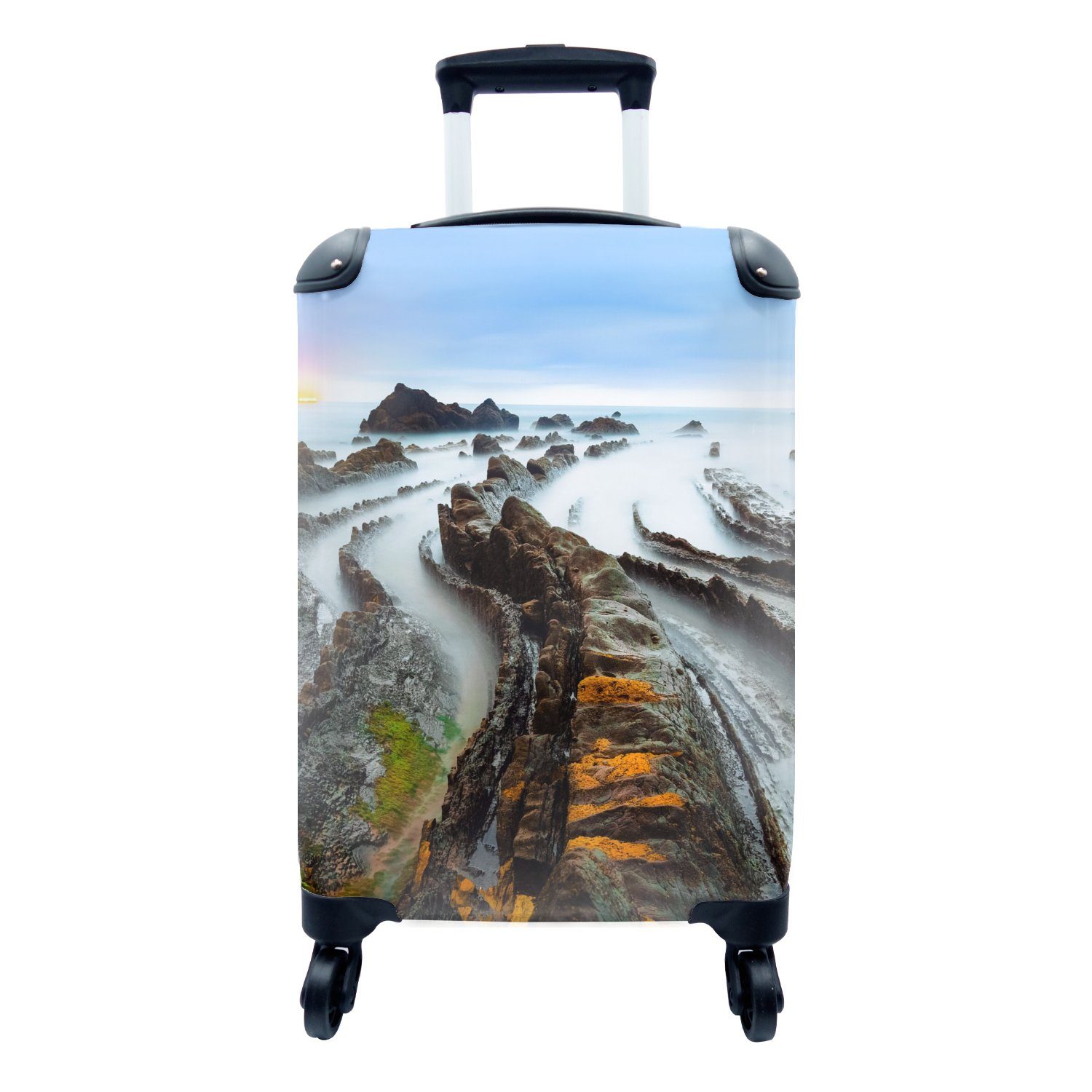 MuchoWow Handgepäckkoffer Nebel - Felsen - Wasser - Natur, 4 Rollen, Reisetasche mit rollen, Handgepäck für Ferien, Trolley, Reisekoffer