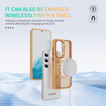 CoolGadget Handyhülle Hybrid Luxury Handy Case für Samsung Galaxy S24 6,2 Zoll, Hülle Massiv Metallständer aufklappbar Schutzhülle für Magsafe Zubehör