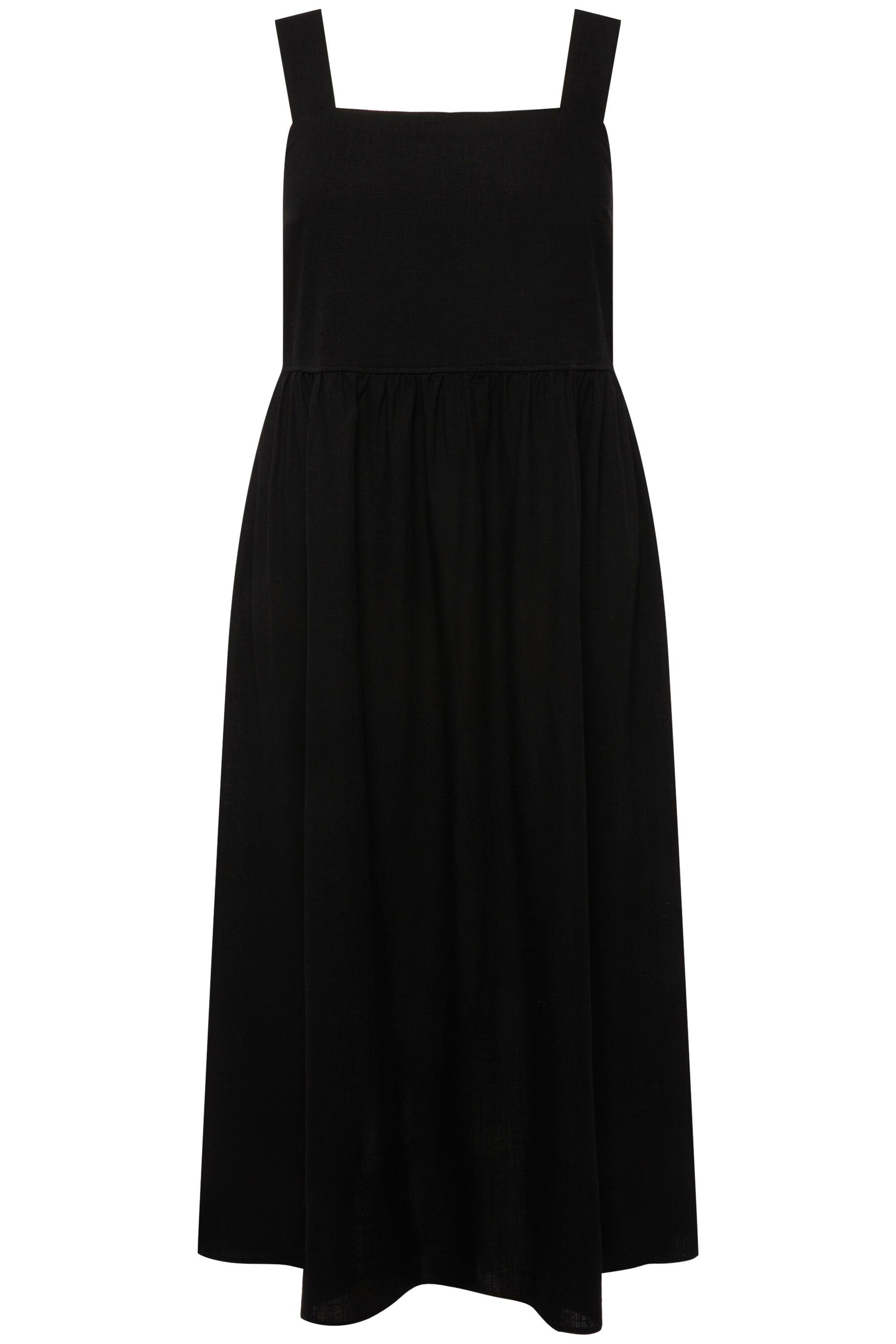 Ulla Popken Midikleid Kleid Leinenmix A-Linie Taschen ärmellos günstig online kaufen