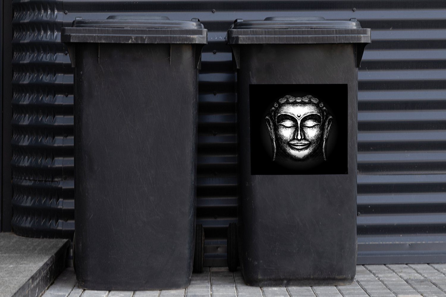 St), Gesicht Mülleimer-aufkleber, Bild - Sticker, Buddha Container, MuchoWow Mülltonne, Abfalbehälter Wandsticker (1 -