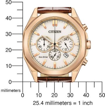 Citizen Chronograph CA4593-15A, Armbanduhr, Herrenuhr, Damenuhr, Solar, Stoppfunktion, Lederarmband