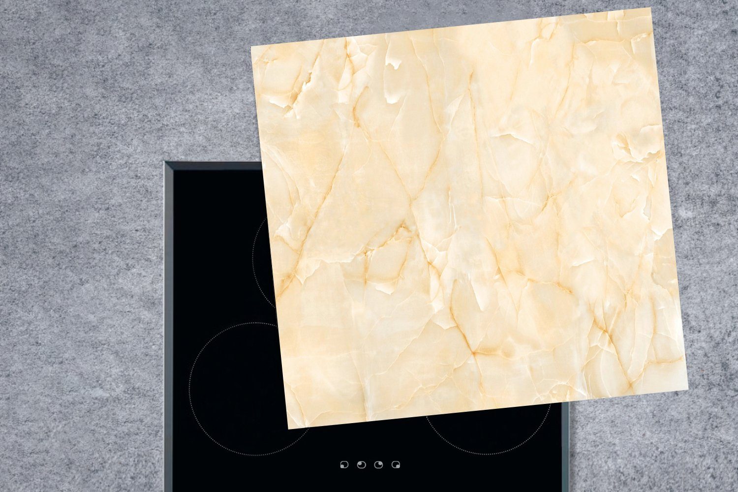 MuchoWow Herdblende-/Abdeckplatte Marmor - Gelb Ceranfeldabdeckung, (1 - Weiß, Arbeitsplatte küche cm, Vinyl, für 78x78 tlg)