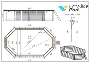 Paradies Pool Pool, Holzpool Cariba 657x407x138cm, Folie blau 0,8mm