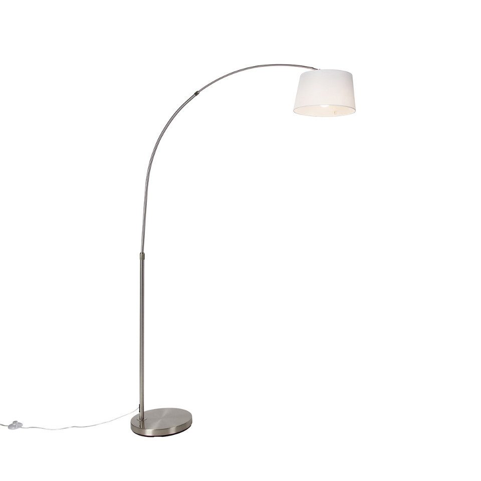 Qazqa Bogenlampe Arc, Dimmbar, LED wechselbar, Extra-Warmweiß, QAZQA Bogen­lampe, e27, Weiß, Stahl, Modern