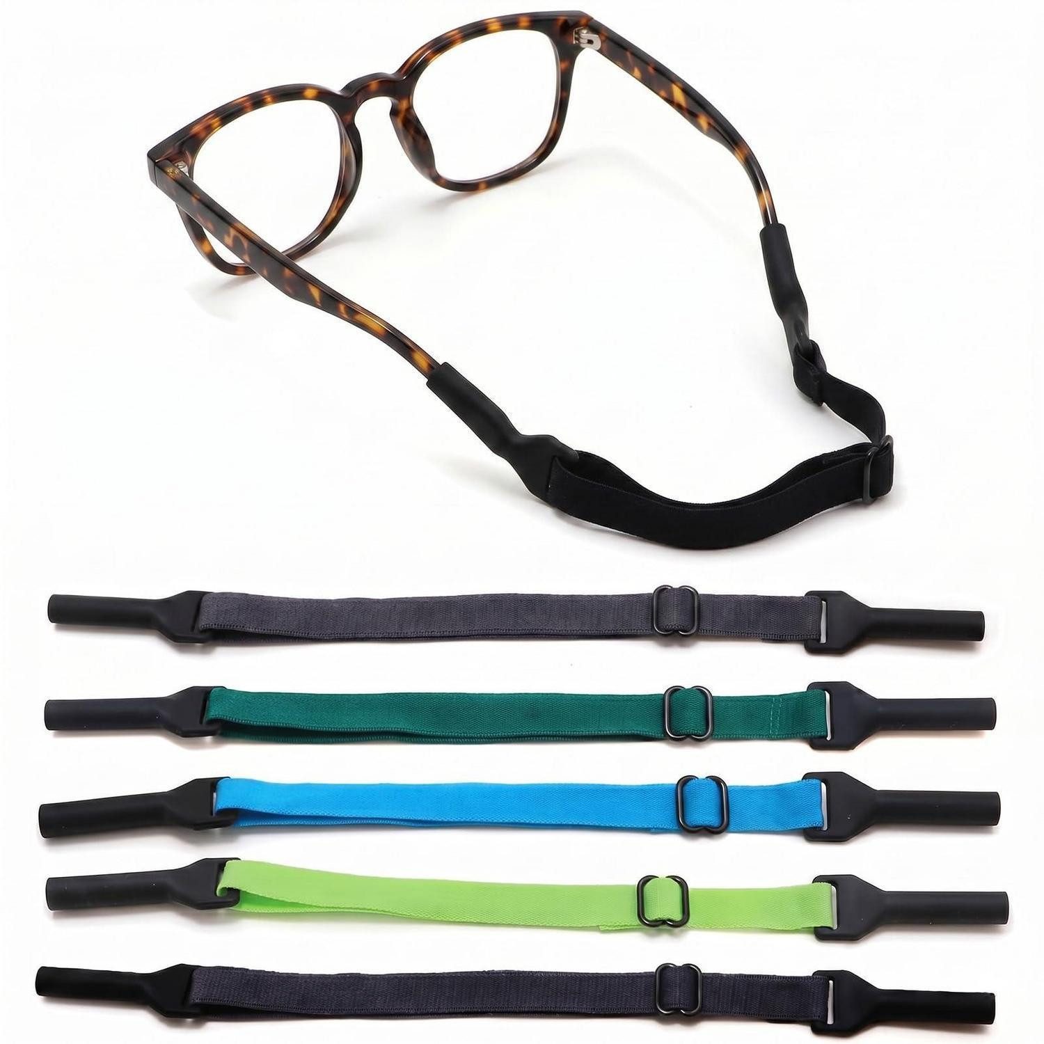 LuxusKollektion Brillenetui Brillenband Set 5 Farben Kinder Sport Polyester/Silikon