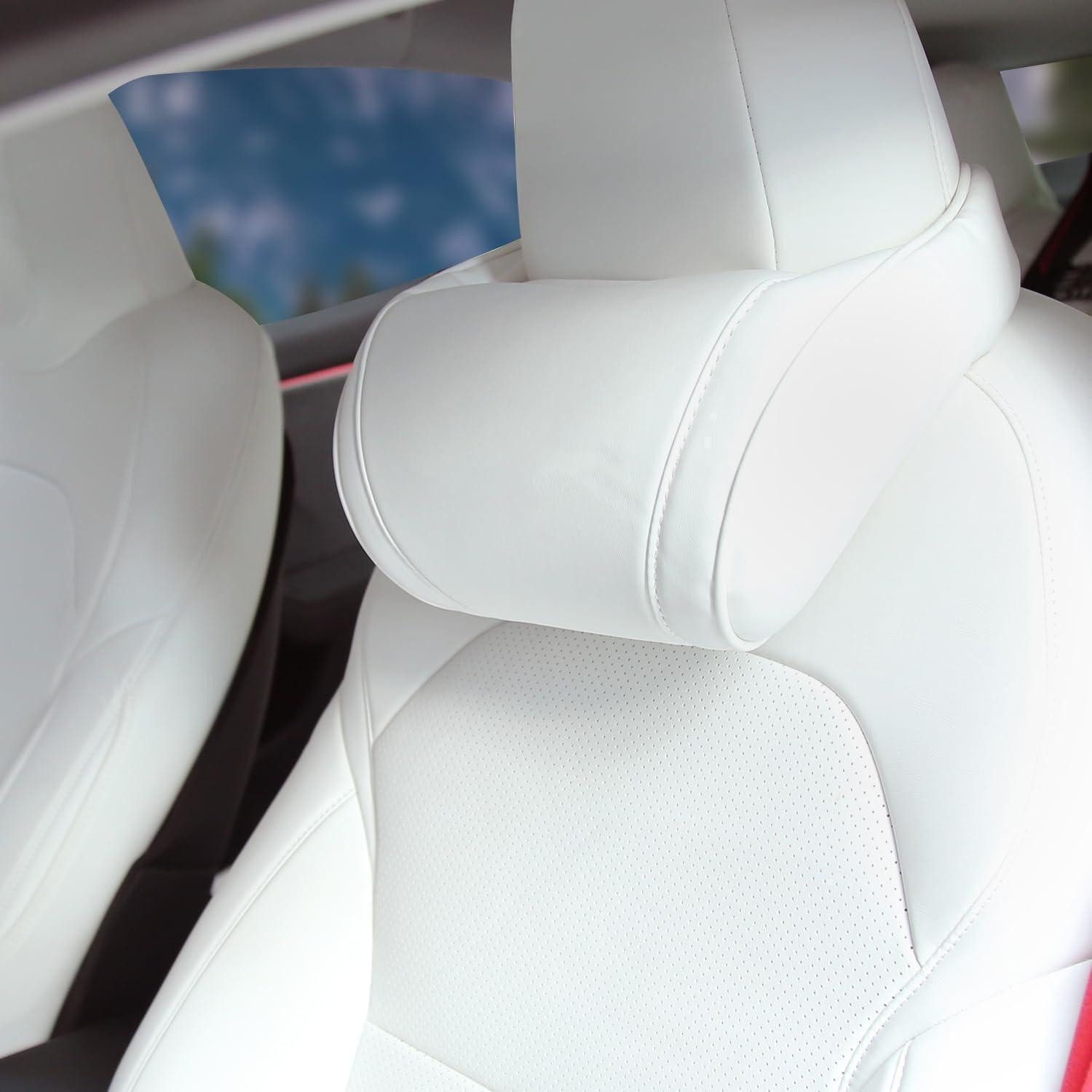 LuxusKollektion Autokopfstütze Auto Nackenkissen Fahrersitz Gurt Universal Reisen Büro Weiß 1 Stück