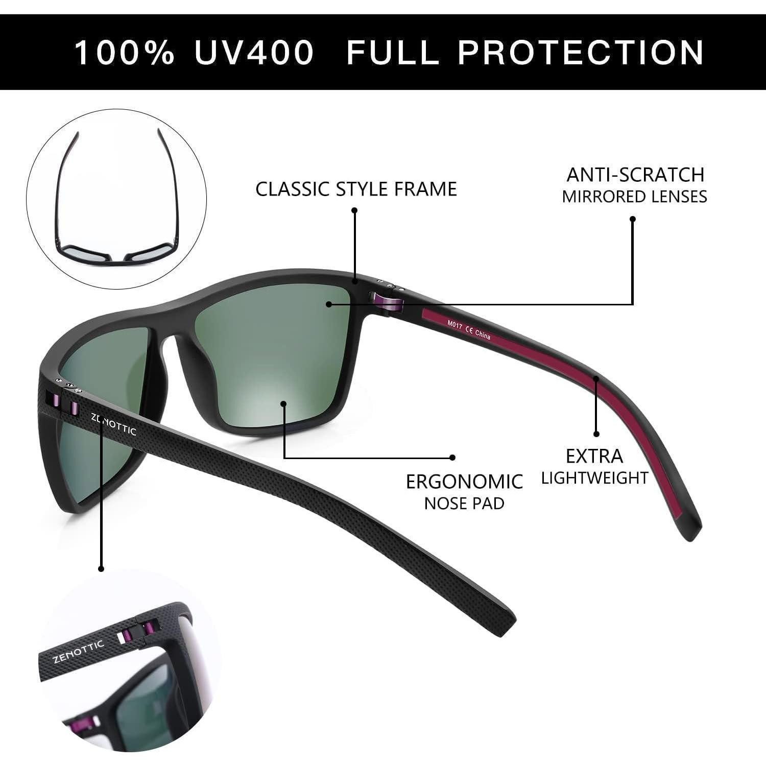 LuxusKollektion Sonnenbrille Sonnenbrille Herren C07 Schwarzer Rahmen Lila Verspiegelte Linse