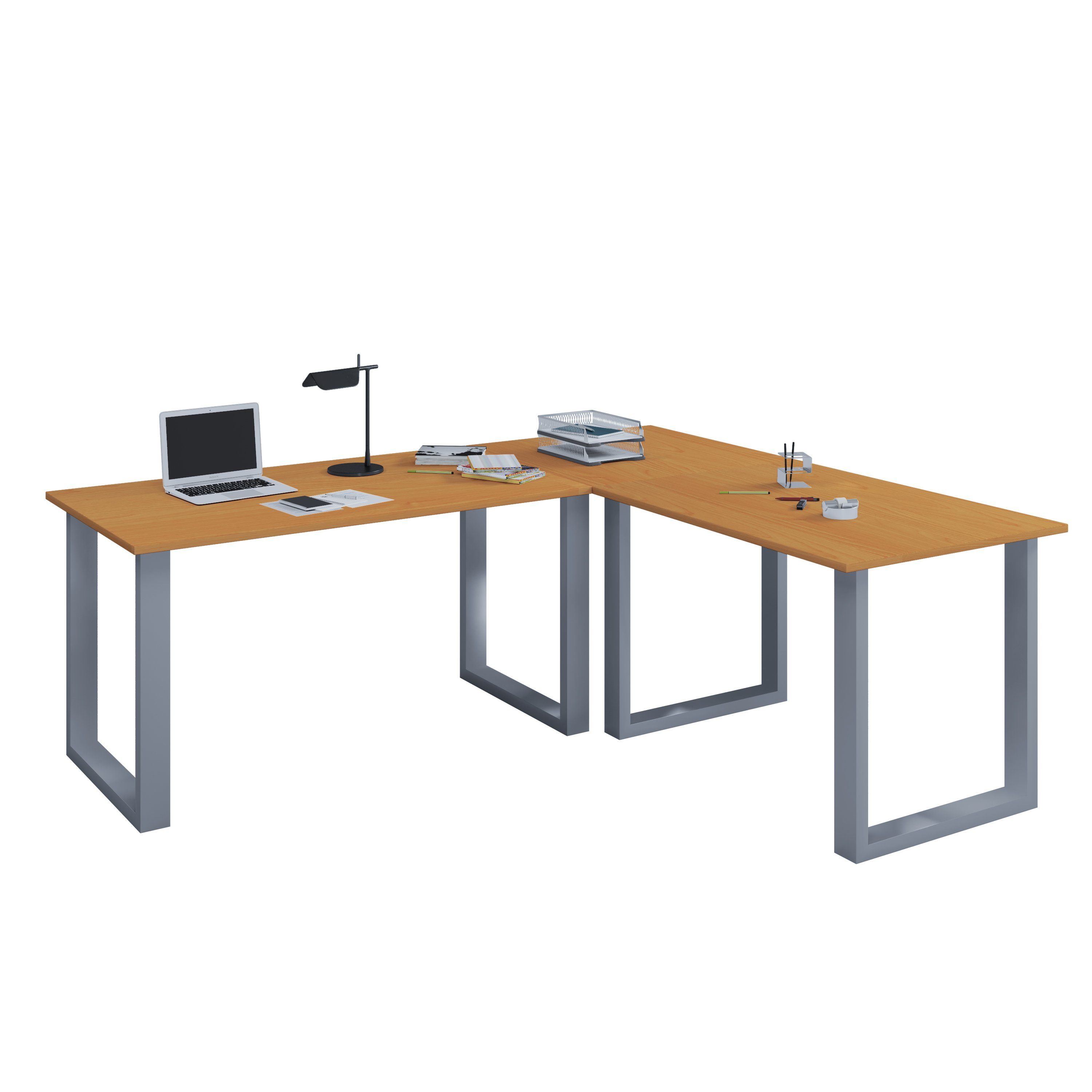VCM Schreibtisch U Schreibtisch Eckschreibtisch L Form 130x130x50, Pflegeleicht