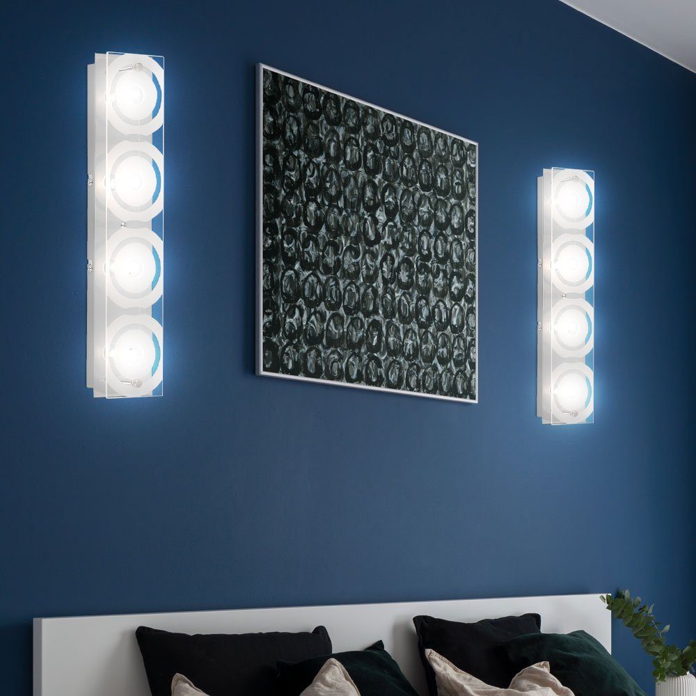 Design nicht Wand LED Glas Wandleuchte, etc-shop Leuchtmittel satiniert 4-flammig Kreis inklusive, Beleuchtung