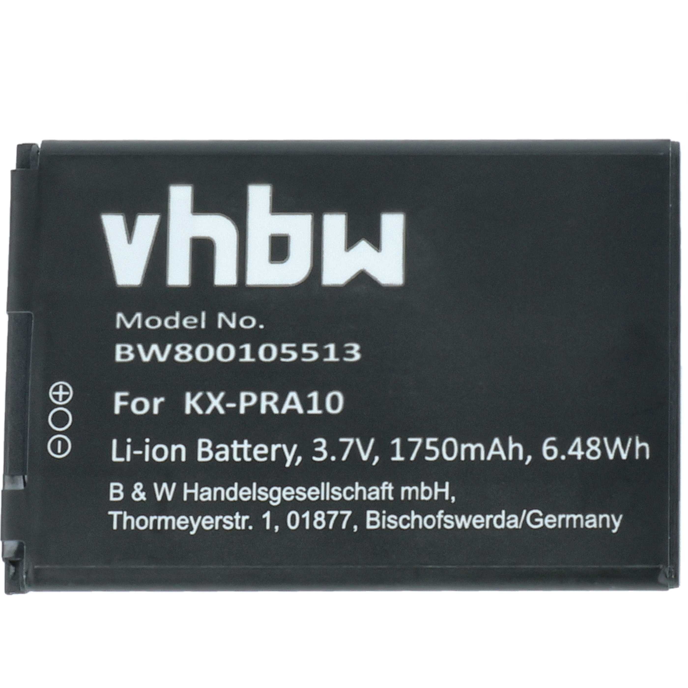 vhbw Akku passend für Panasonic KX-PRXA10, KX-PRX120GW, KX-PRX150GB, Akku Akku Li-Ion 1750 mAh (3,7 V, 1 St), Leistungsfähiger Austausch-Akku für Telefon, Festnetz oder schnurloses