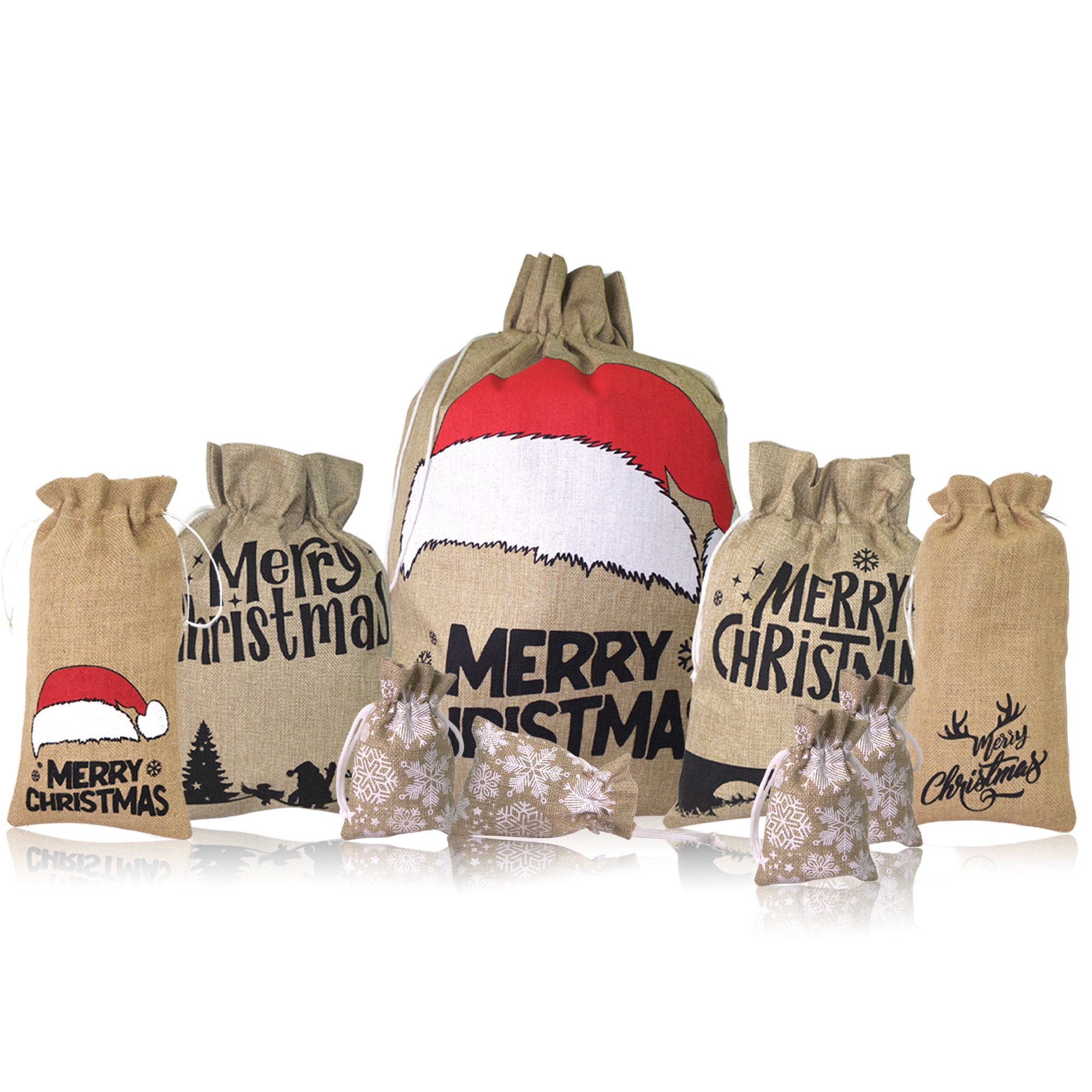 hausleben Geschenkbox Textile Geschenkverpackung mit Zugschnur (1 St., 9er-Set), Verschieden Größen