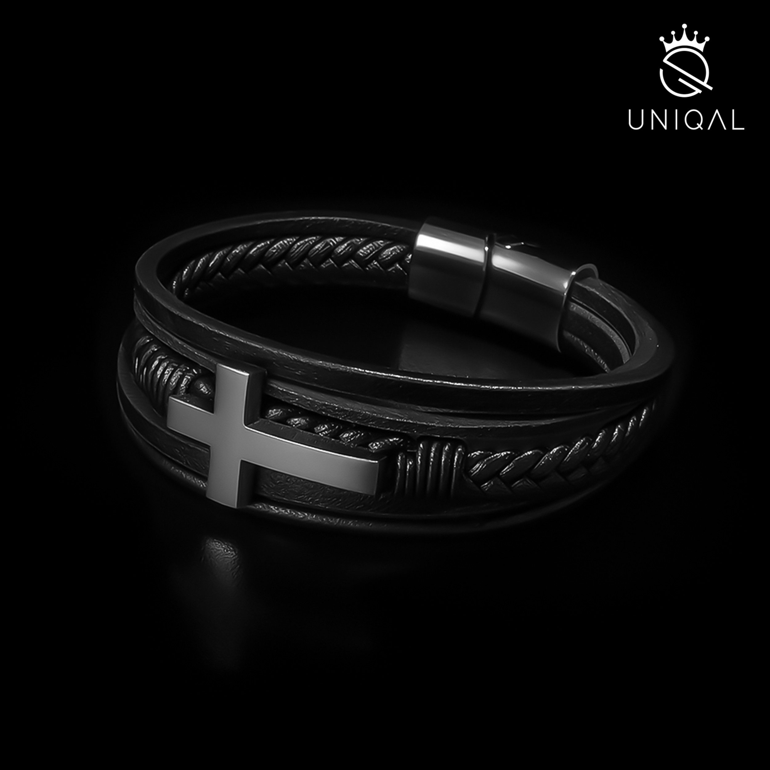 UNIQAL.de Lederarmband HEAVEN – Kreuzarmband aus Edelstahl, Symbol für Glau günstig online kaufen