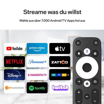Android Streaming-Stick 4K HDR GD1 WLAN HDMI Stick Box für Fernseher, (Netflix, Disney+, Prime Video, Apple TV+, Youtube, Paramount+ uvm)