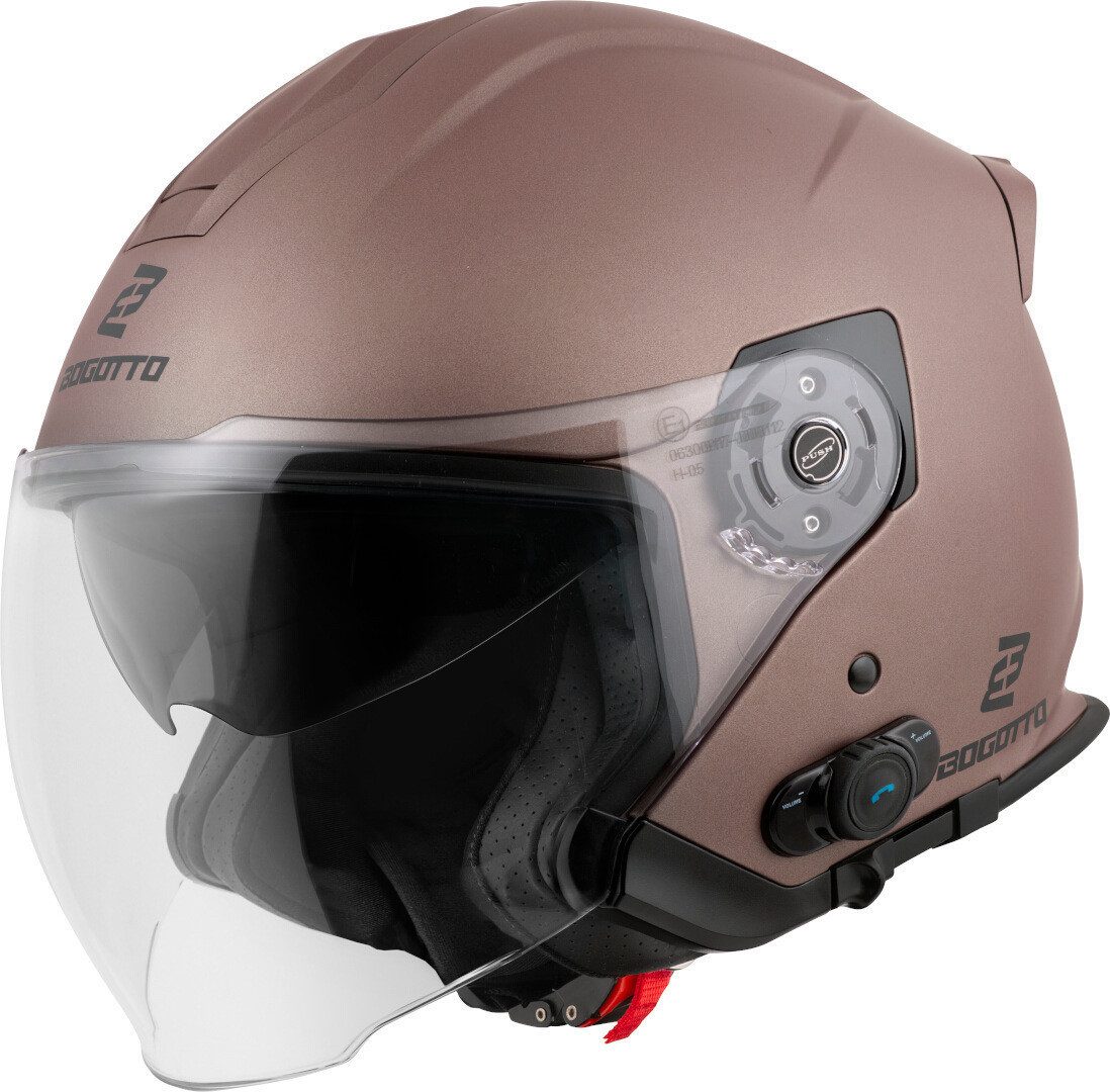 Bogotto Motorradhelm H586 BT Solid Bluetooth Jethelm, Integriertes Kommunikationssystem,geeignet Für Brillenträger,hera