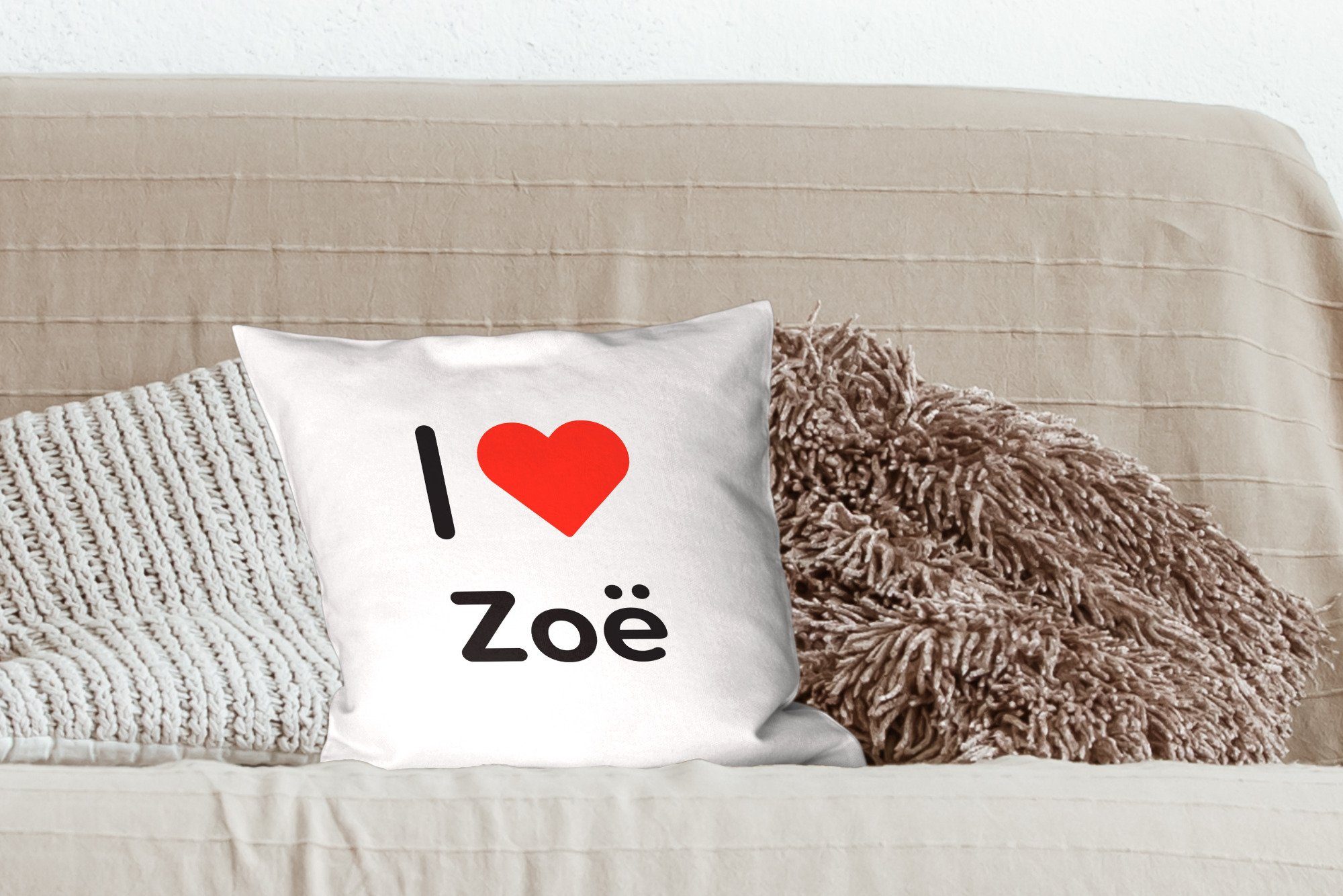 Wohzimmer, - mit Sofakissen liebe für Dekokissen Schlafzimmer, Mädchen, Ich Füllung MuchoWow - Zoë Zierkissen Deko,