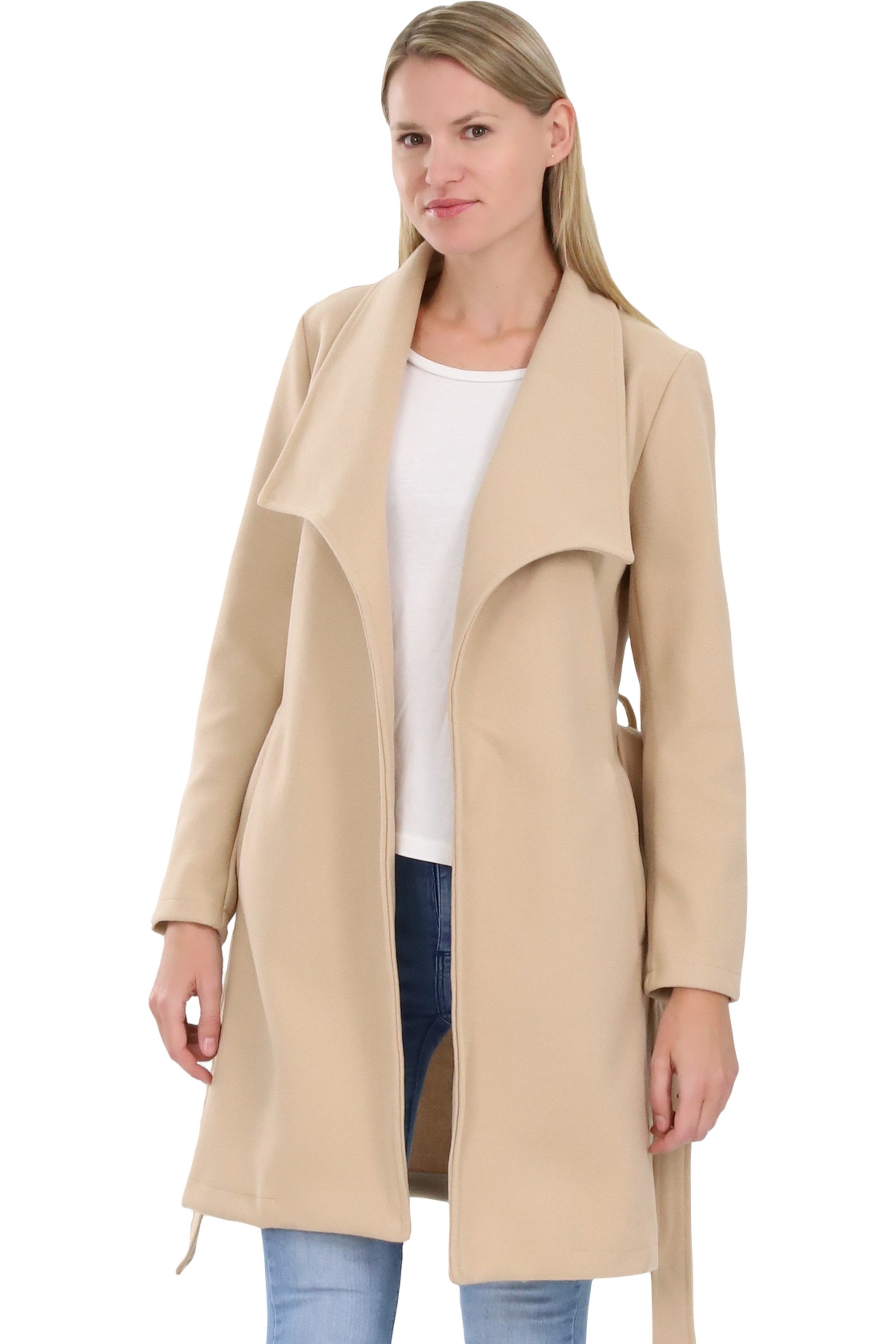 malito more than fashion Langmantel malito Damen Trenchcoat, schicker Wintermantel, klassische Jacke, langer Trenchcoat Longjacke Übergangszeit