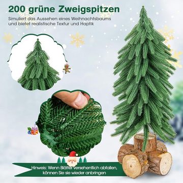 KOMFOTTEU Künstlicher Weihnachtsbaum Mini, mit 200 PE-Zweigspitzen & Sockel, 40cm