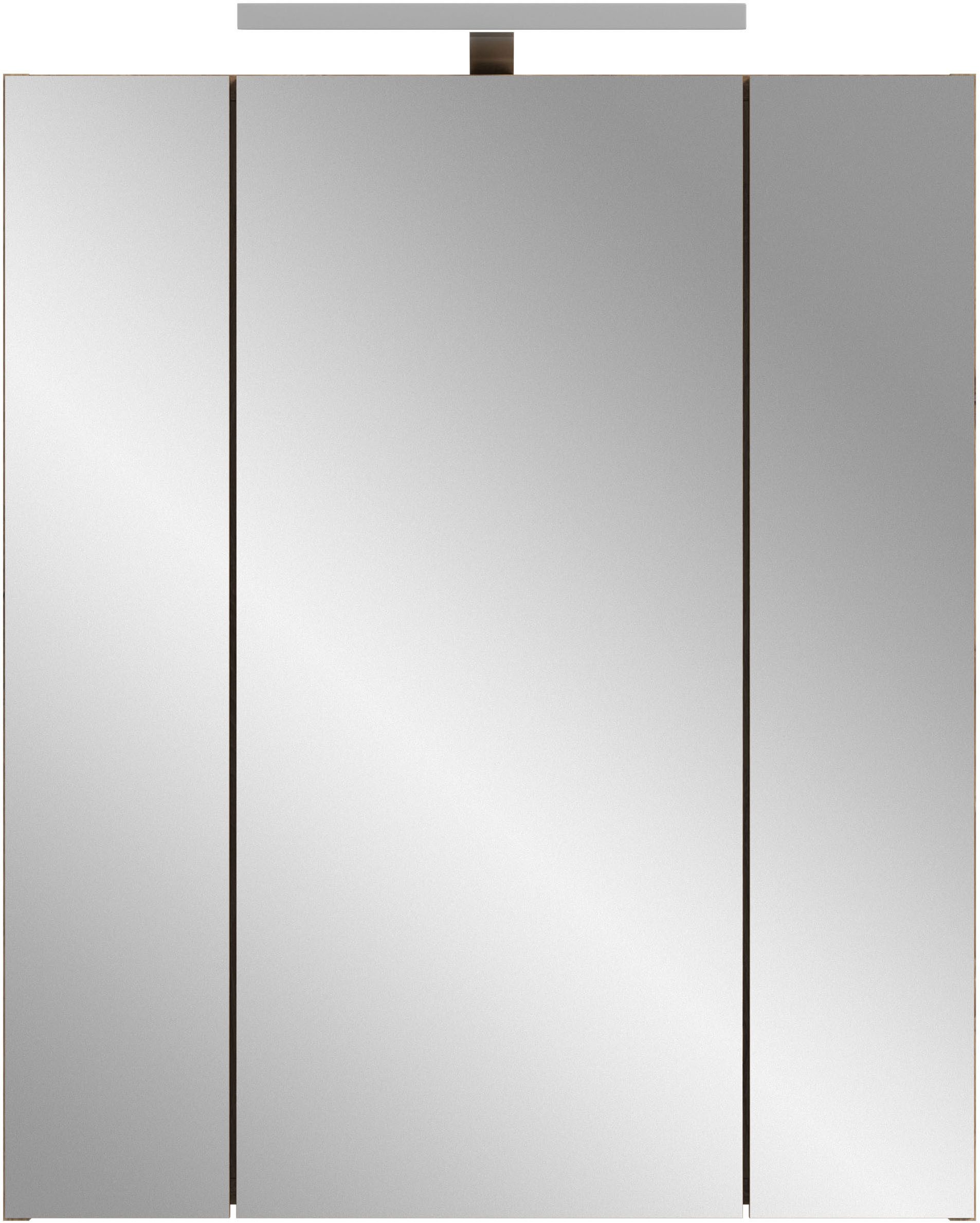welltime Spiegelschrank FLORENZ, inkl. Beleuchtung, Breite 60 cm, 3 Spiegeltüren (TOPSELLER) in verschiedenen Farben erhältlich, Badmöbel, Badschrank, Schrank, Bad