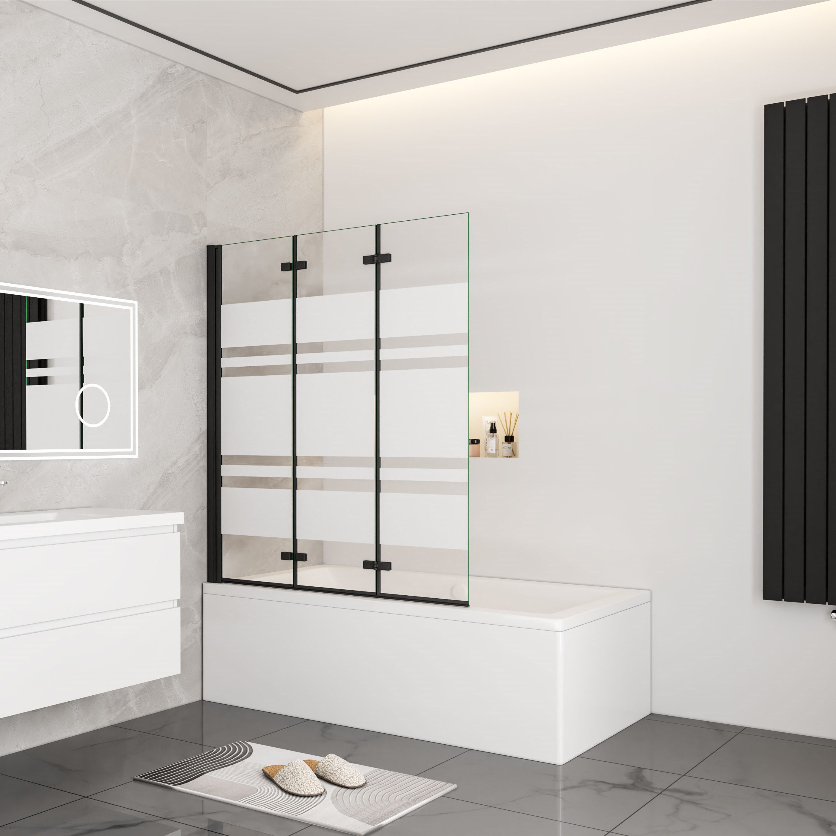 duschspa Badewannenaufsatz 140cm 6mm ESG Faltwand Duschabtrennung Badewanne günstig online kaufen