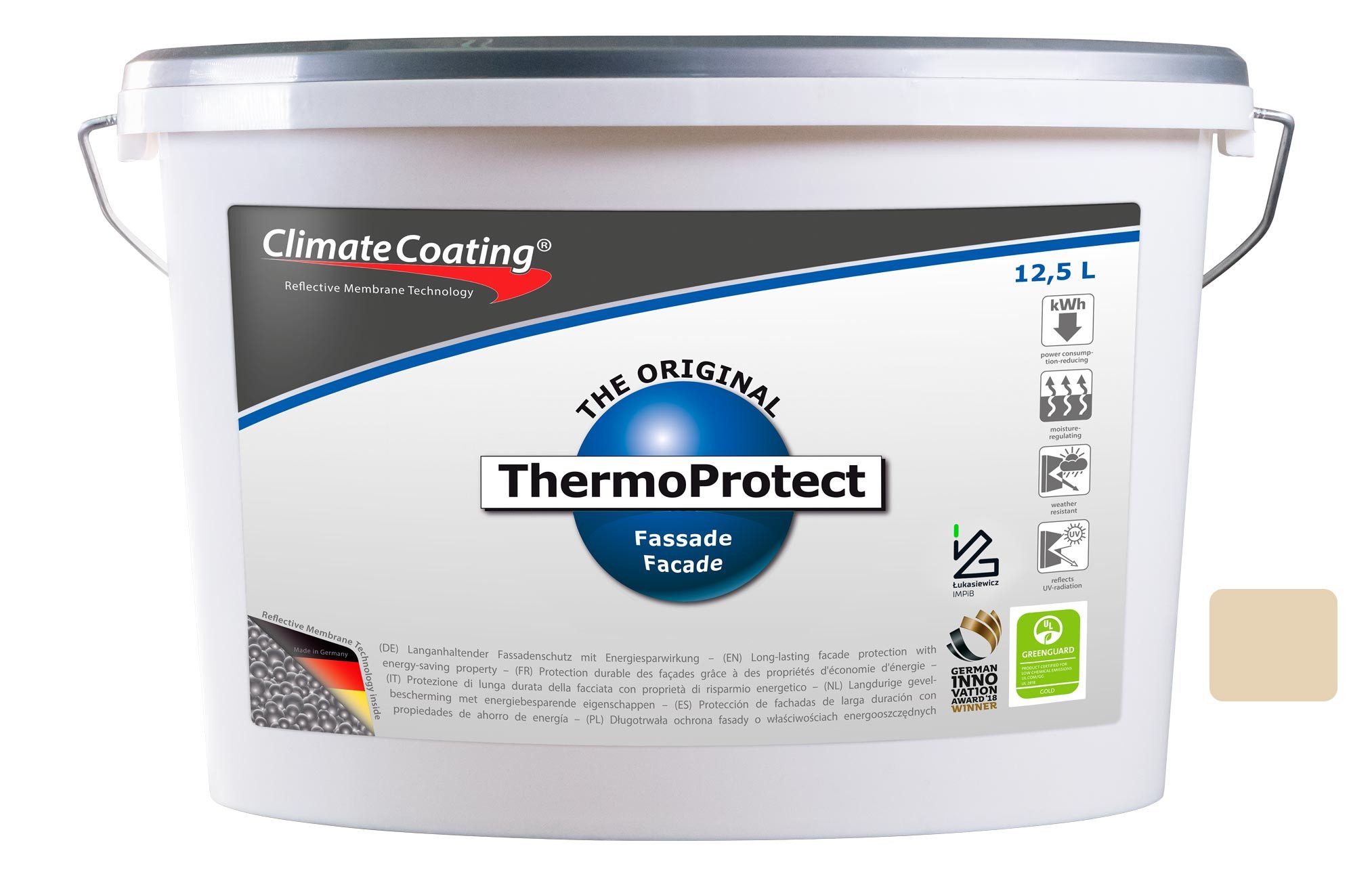 ClimateCoating Fassadenfarbe ThermoProtect, Energiesparfarbe, feuchteregulierend, matt